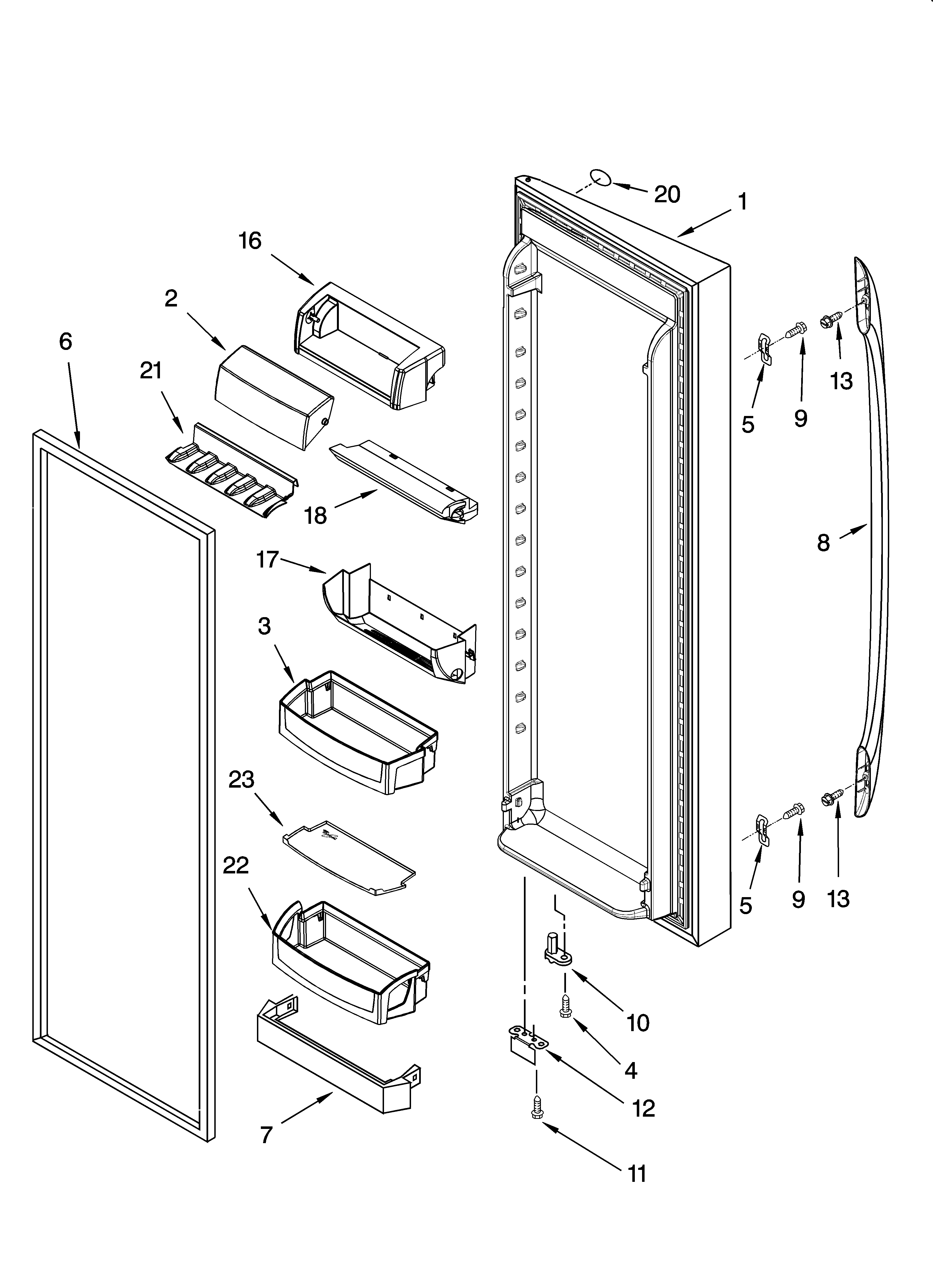 Whirlpool GS6NBEXRY01 refrigerator door parts diagram