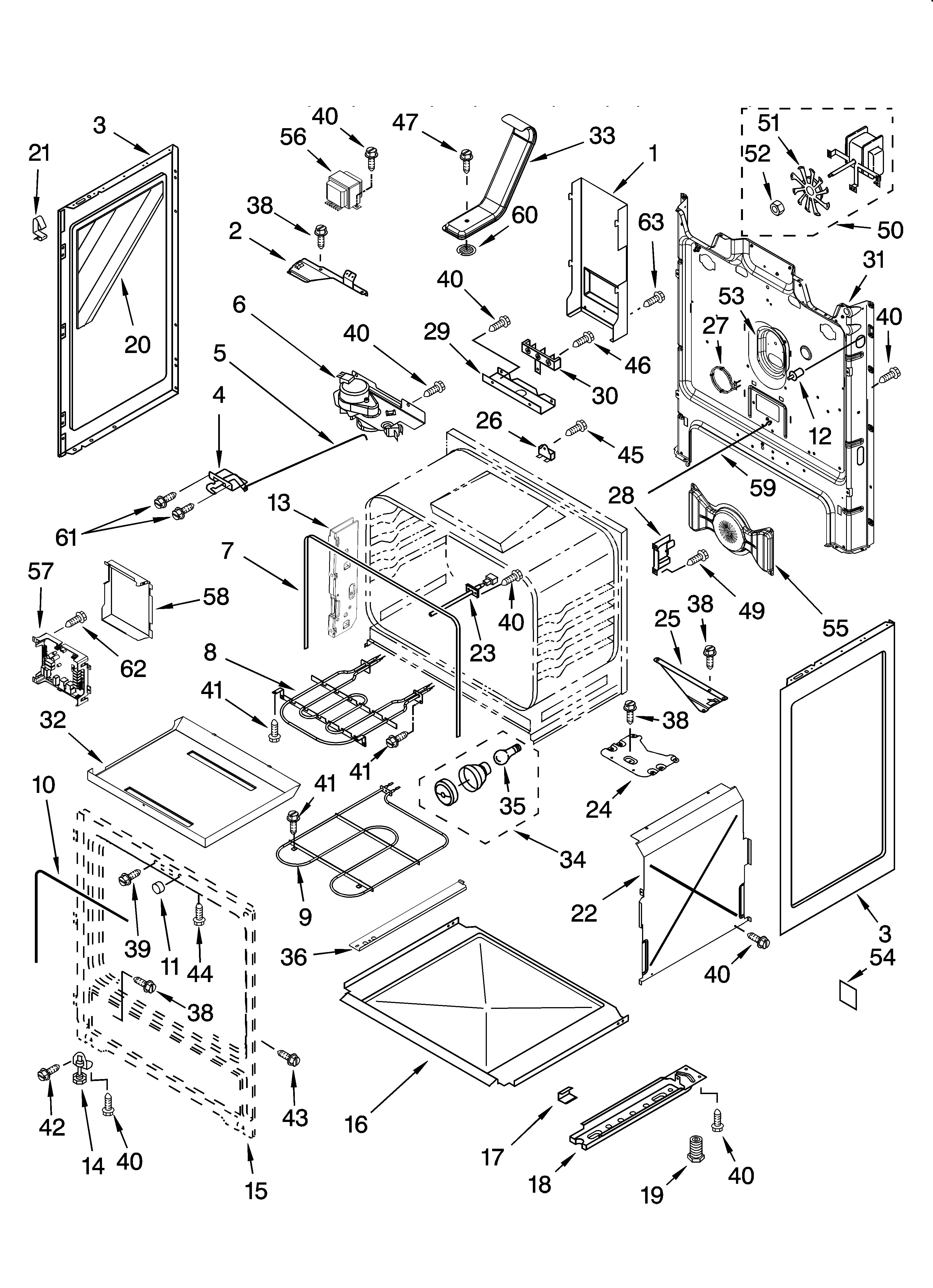 KitchenAid KERA205PWH4 chassis parts diagram