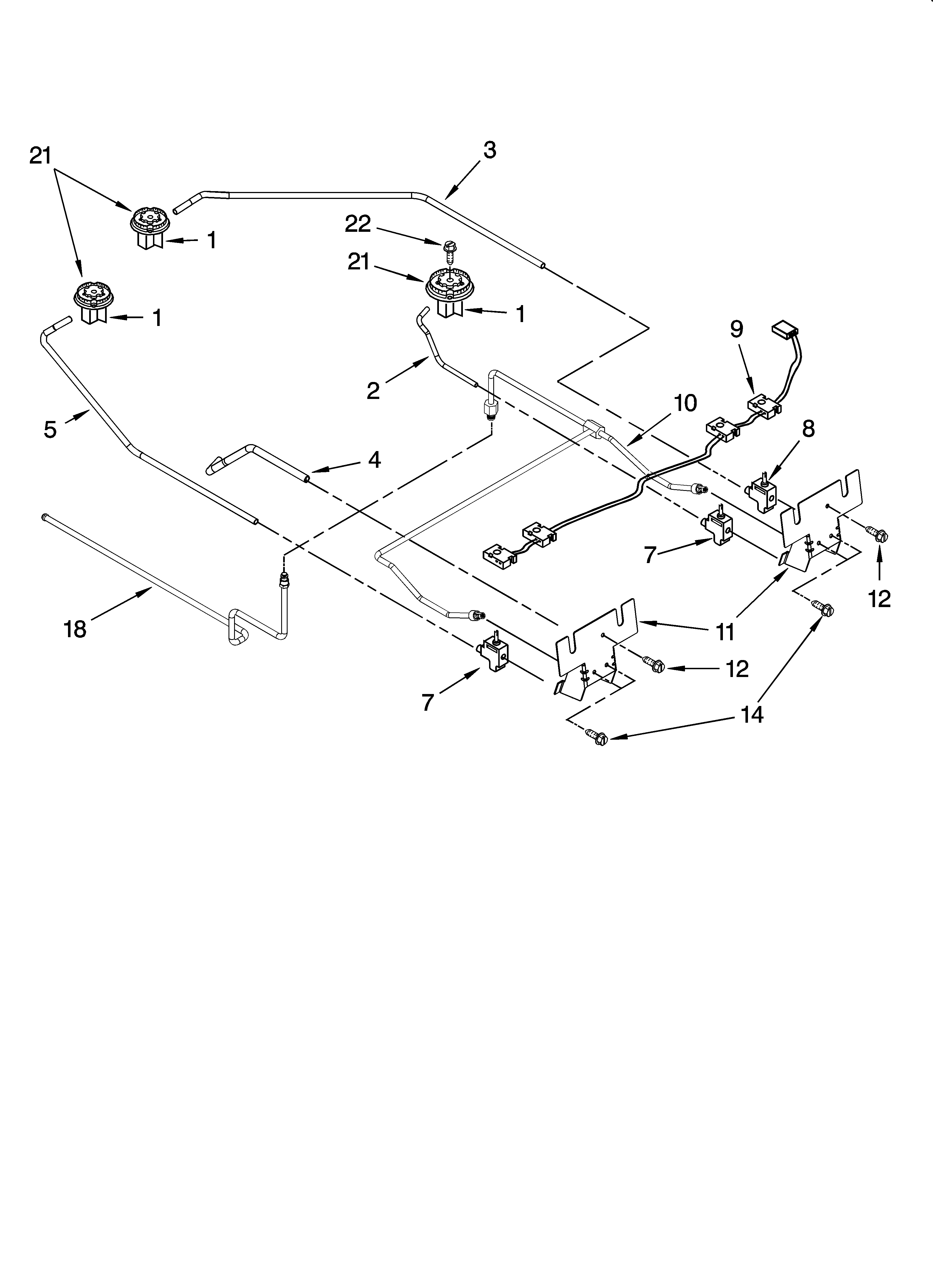 KitchenAid KGRA806PSS02 cooktop burner parts diagram