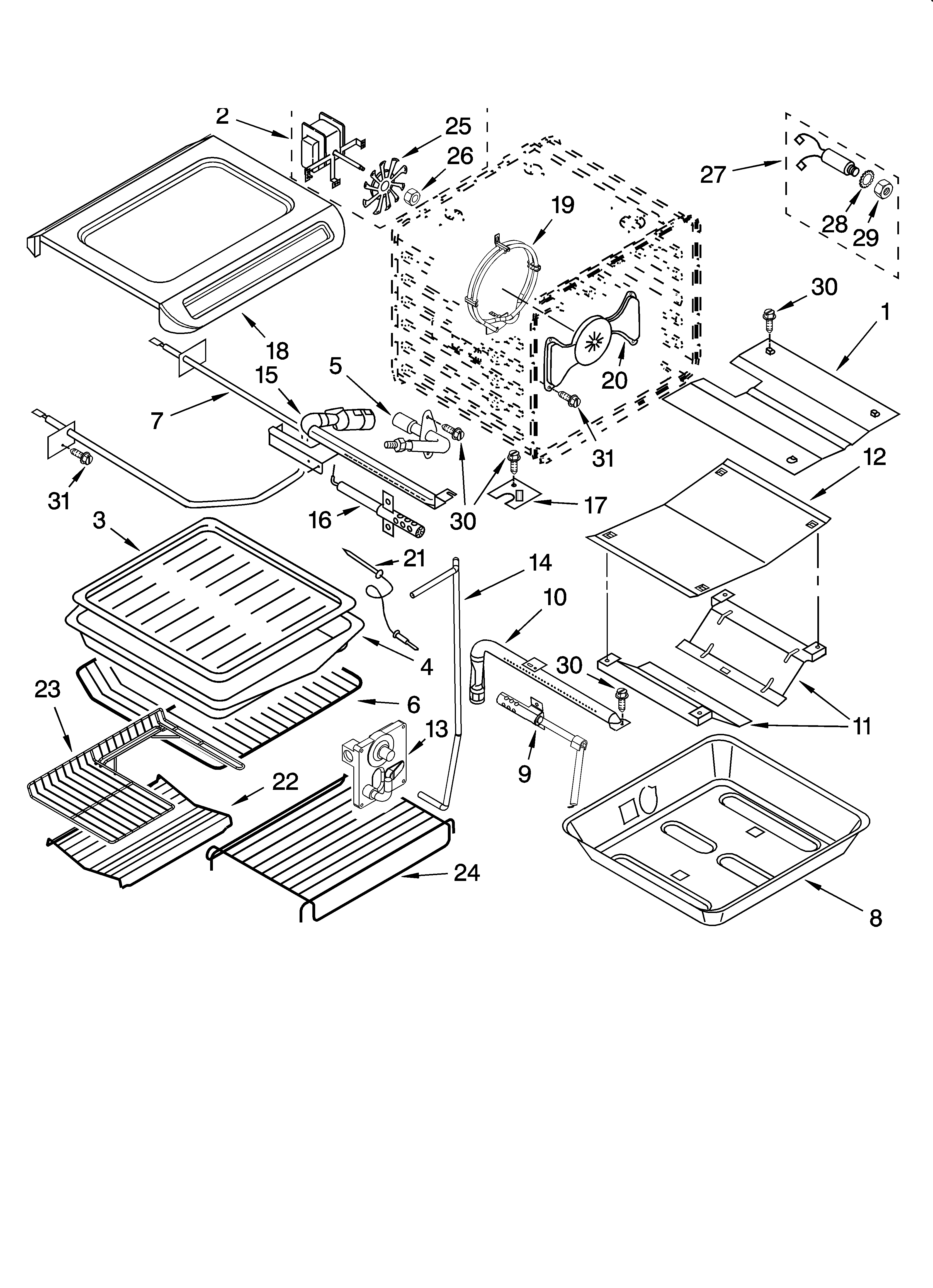KitchenAid KGRK806PBL02 internal oven parts diagram