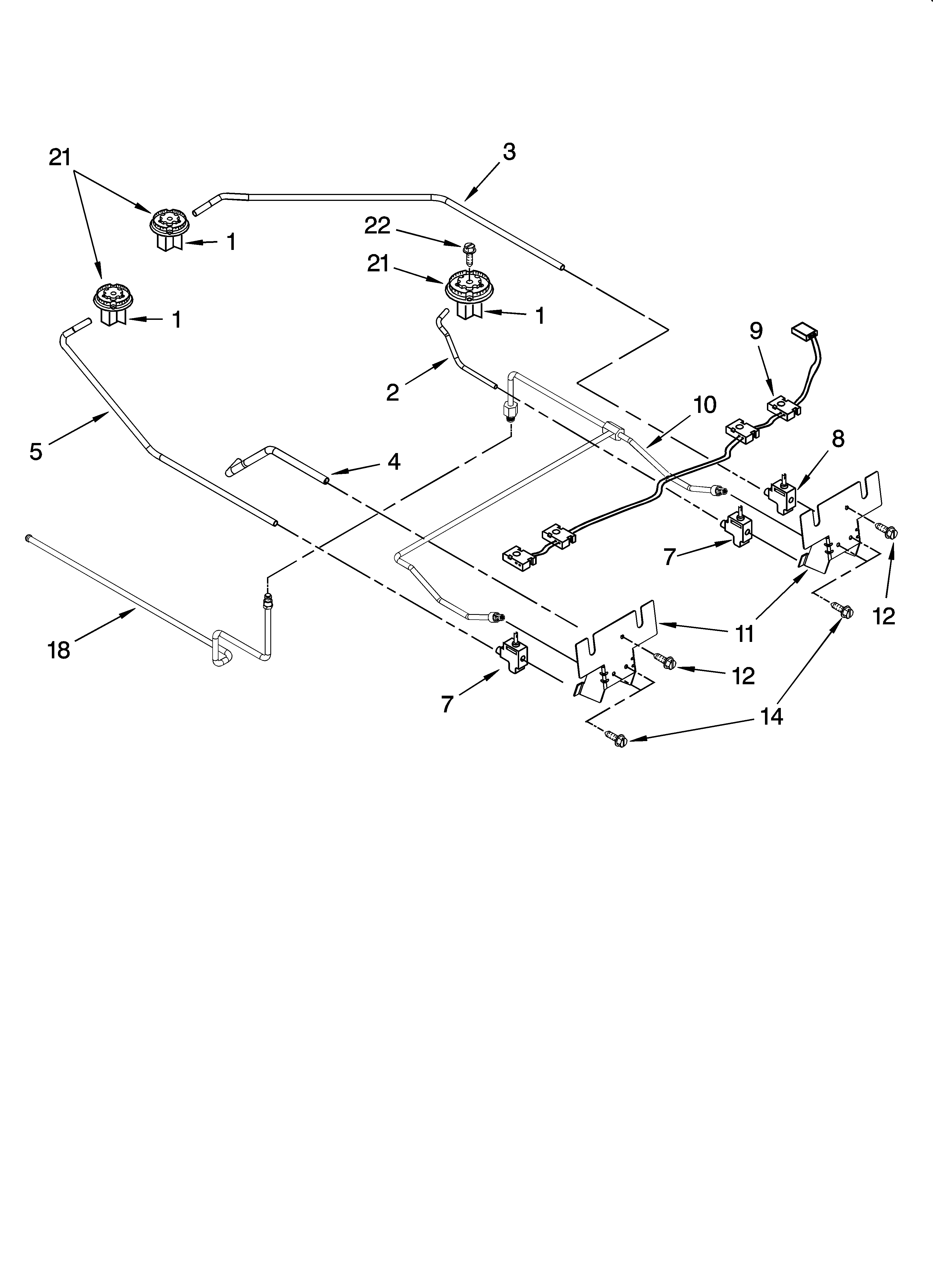 KitchenAid KGRK806PBL02 cooktop burner parts diagram