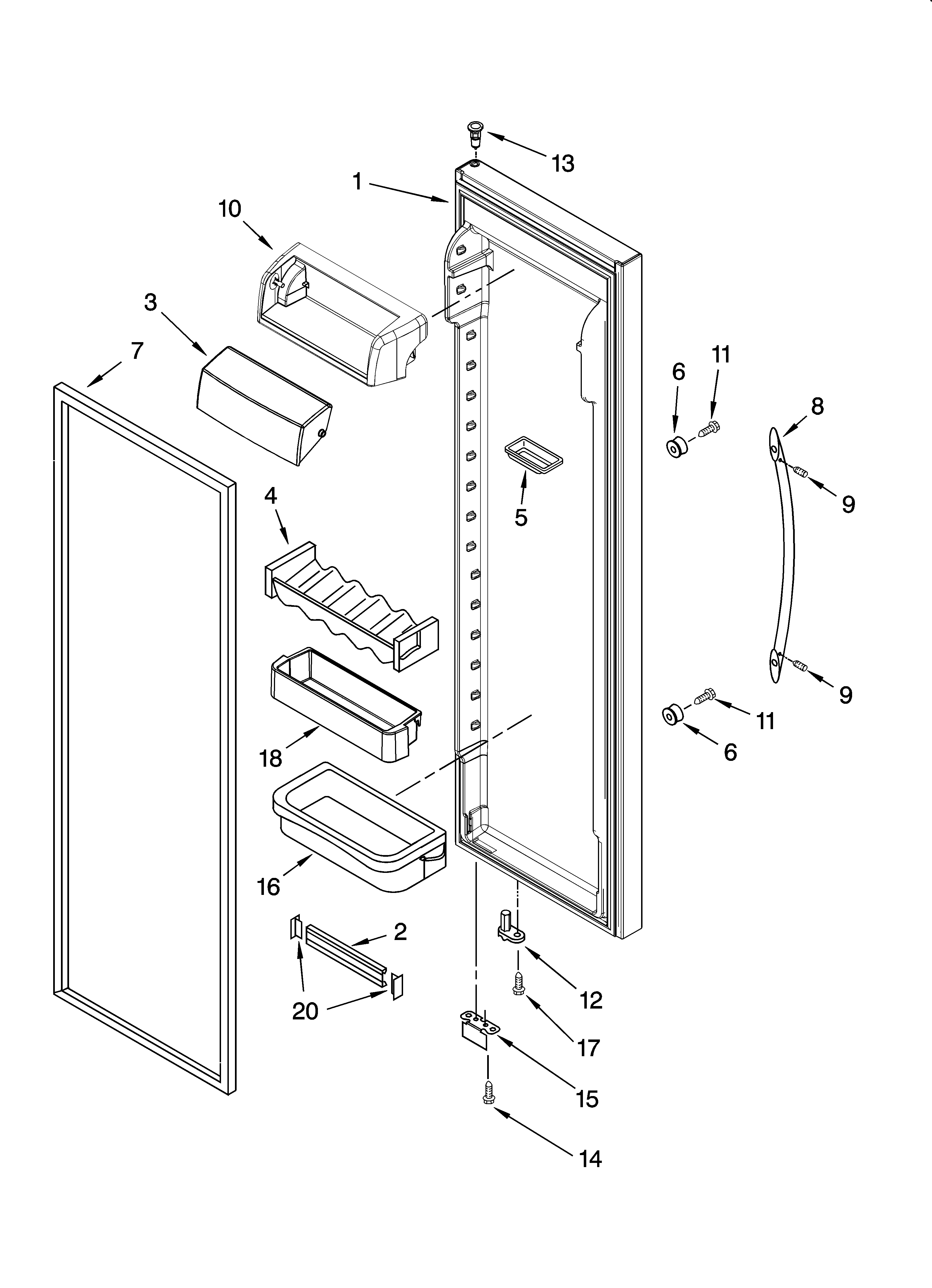KitchenAid KSCS23INSS00 refrigerator door parts diagram
