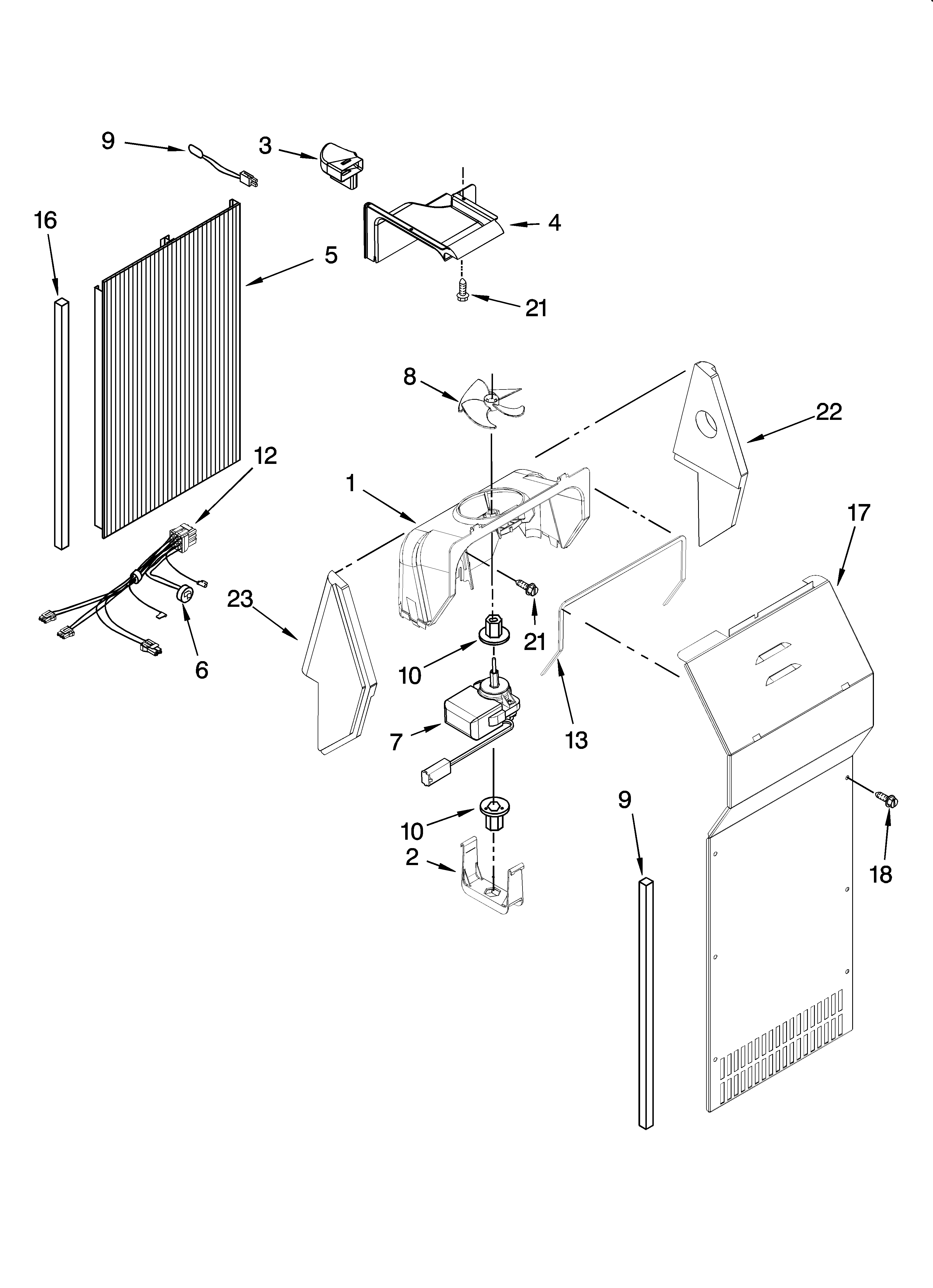 KitchenAid KSCS23INSS00 air flow parts diagram