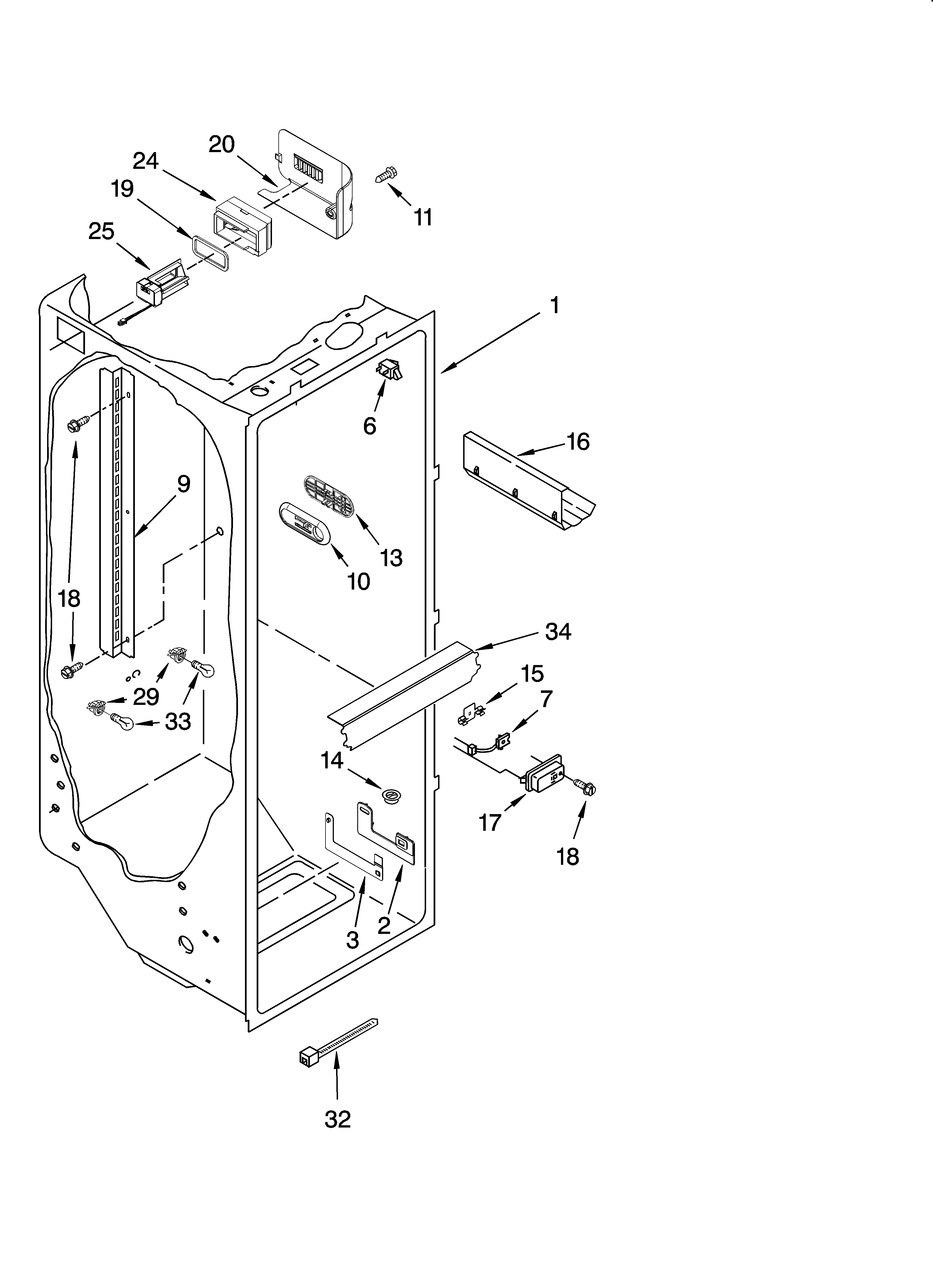 KitchenAid KSCS25MSMS00 refrigerator liner parts diagram