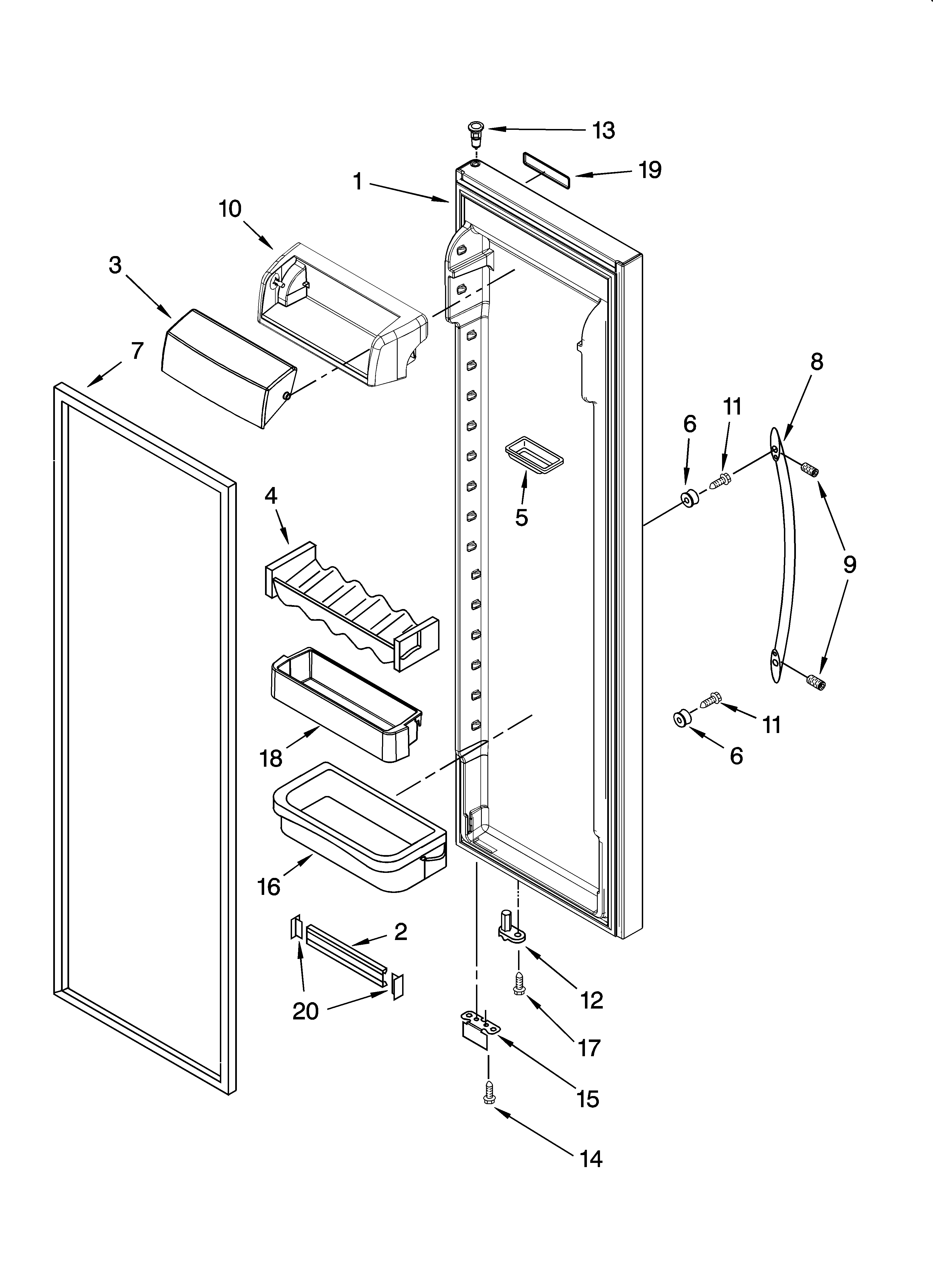 KitchenAid KSCS25MSMS00 refrigerator door parts diagram