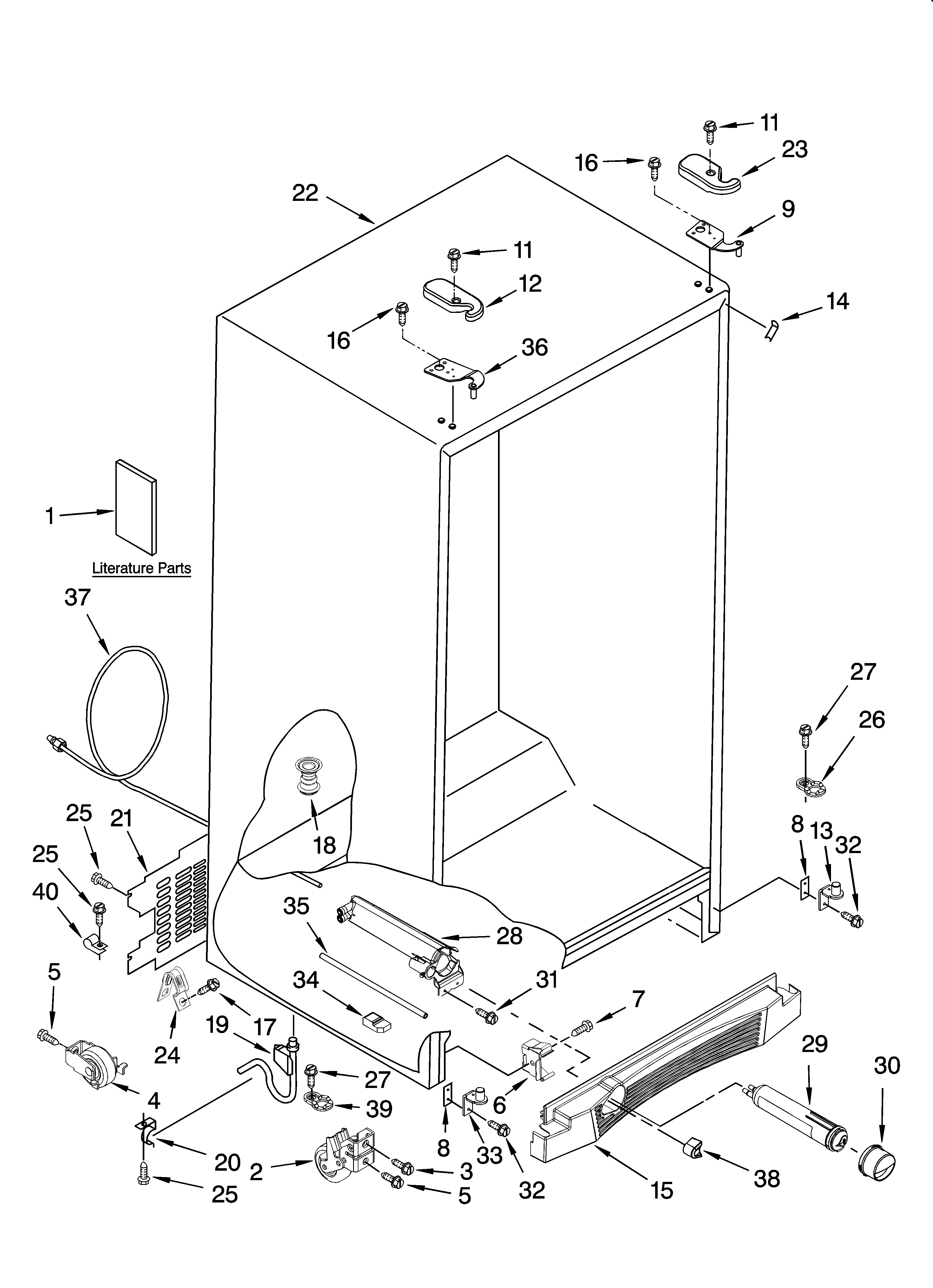 KitchenAid KSRT25CRBL01 cabinet parts diagram