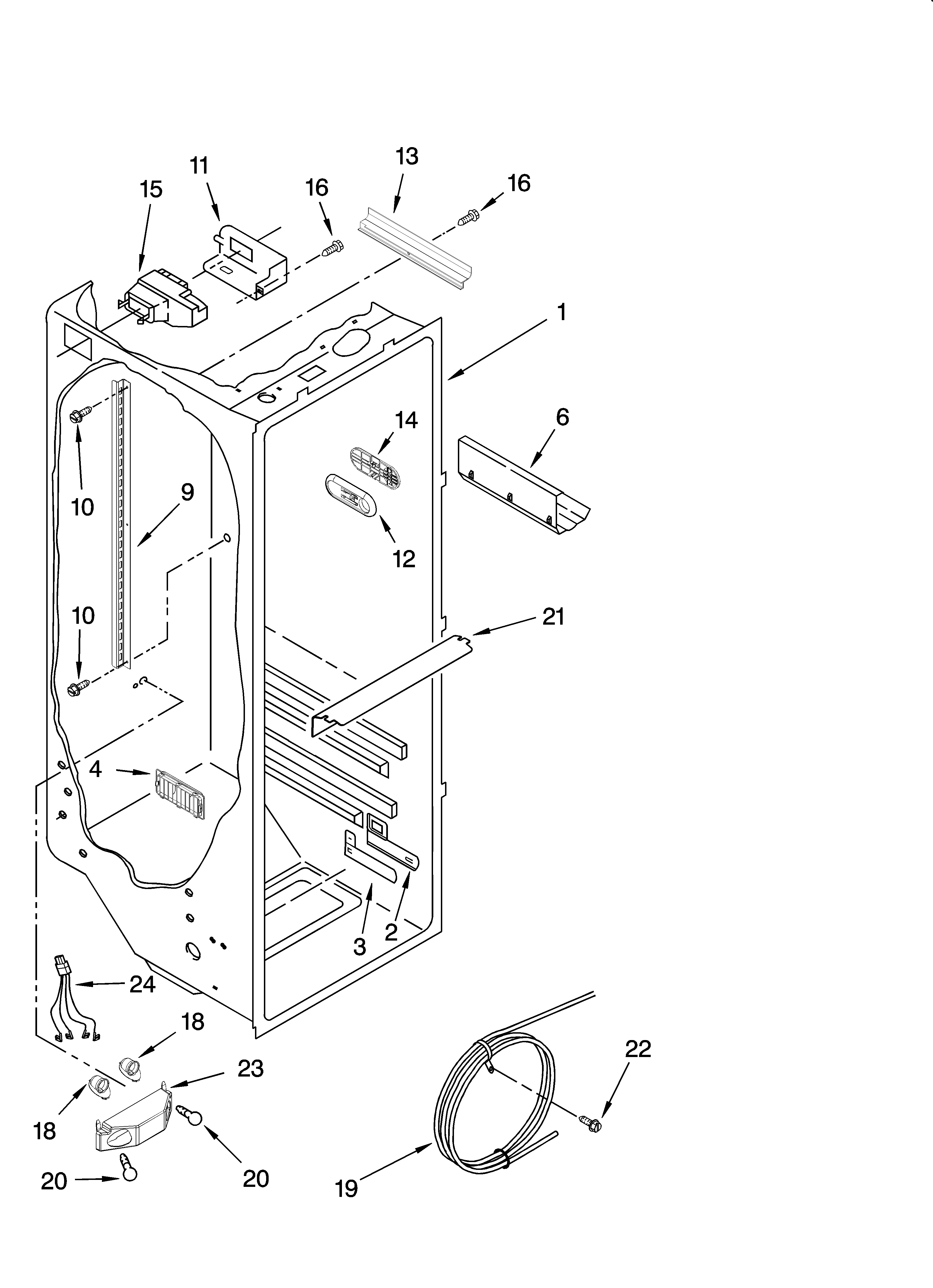 KitchenAid KSRT25CRBL01 refrigerator liner parts diagram