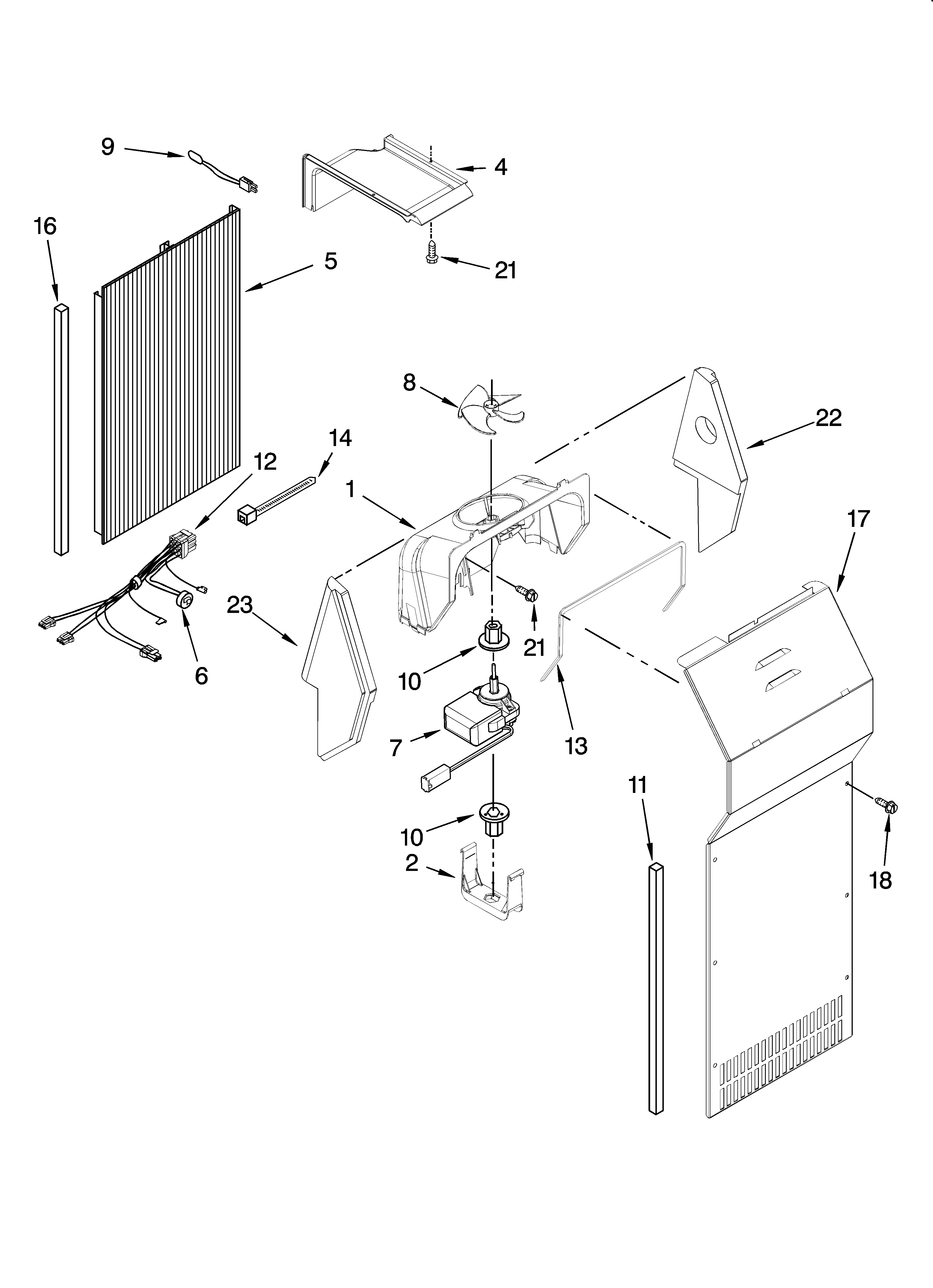 KitchenAid KSRT25CRBL01 air flow parts diagram