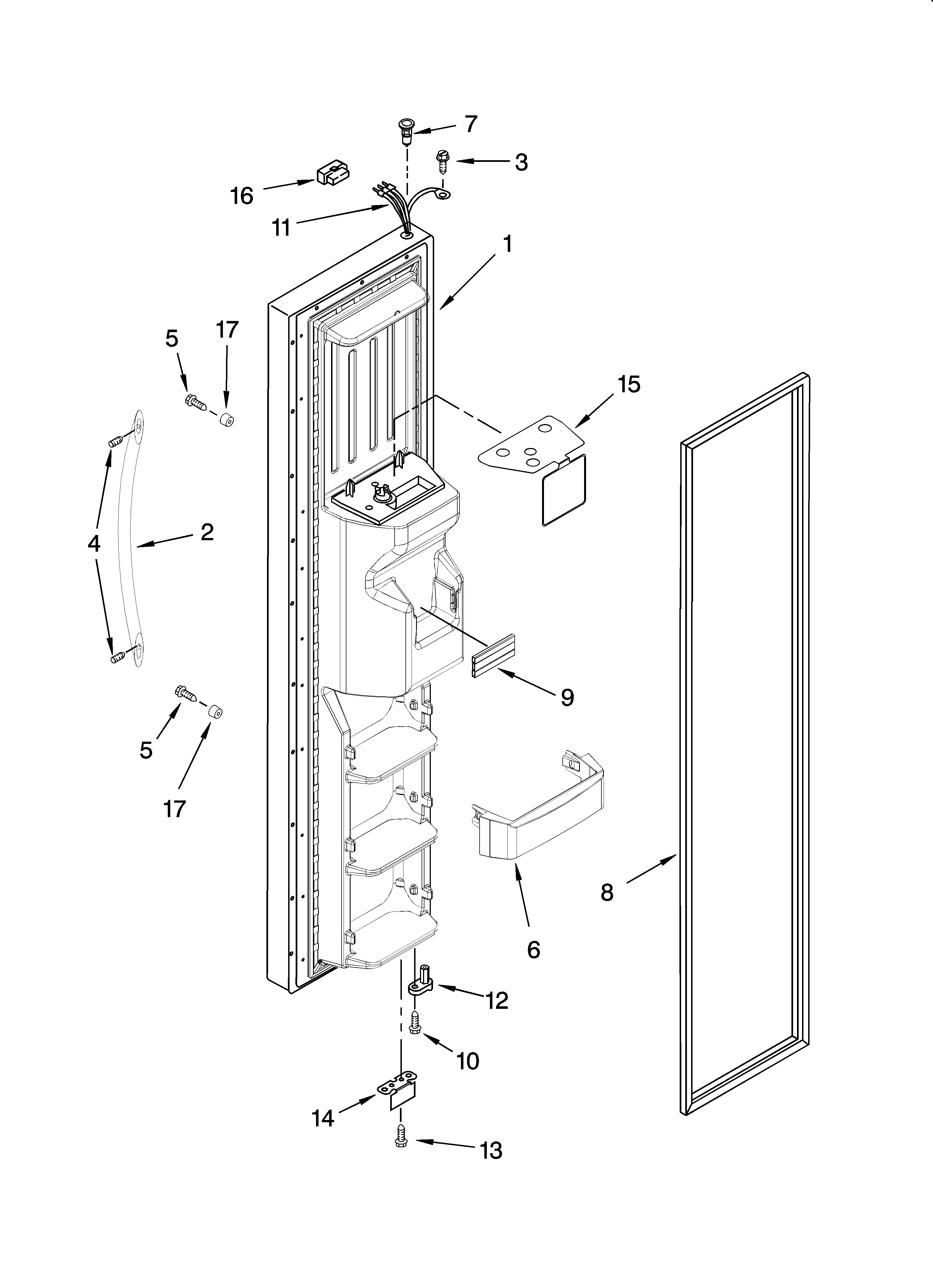 KitchenAid KSRX22FSST00 freezer door parts diagram