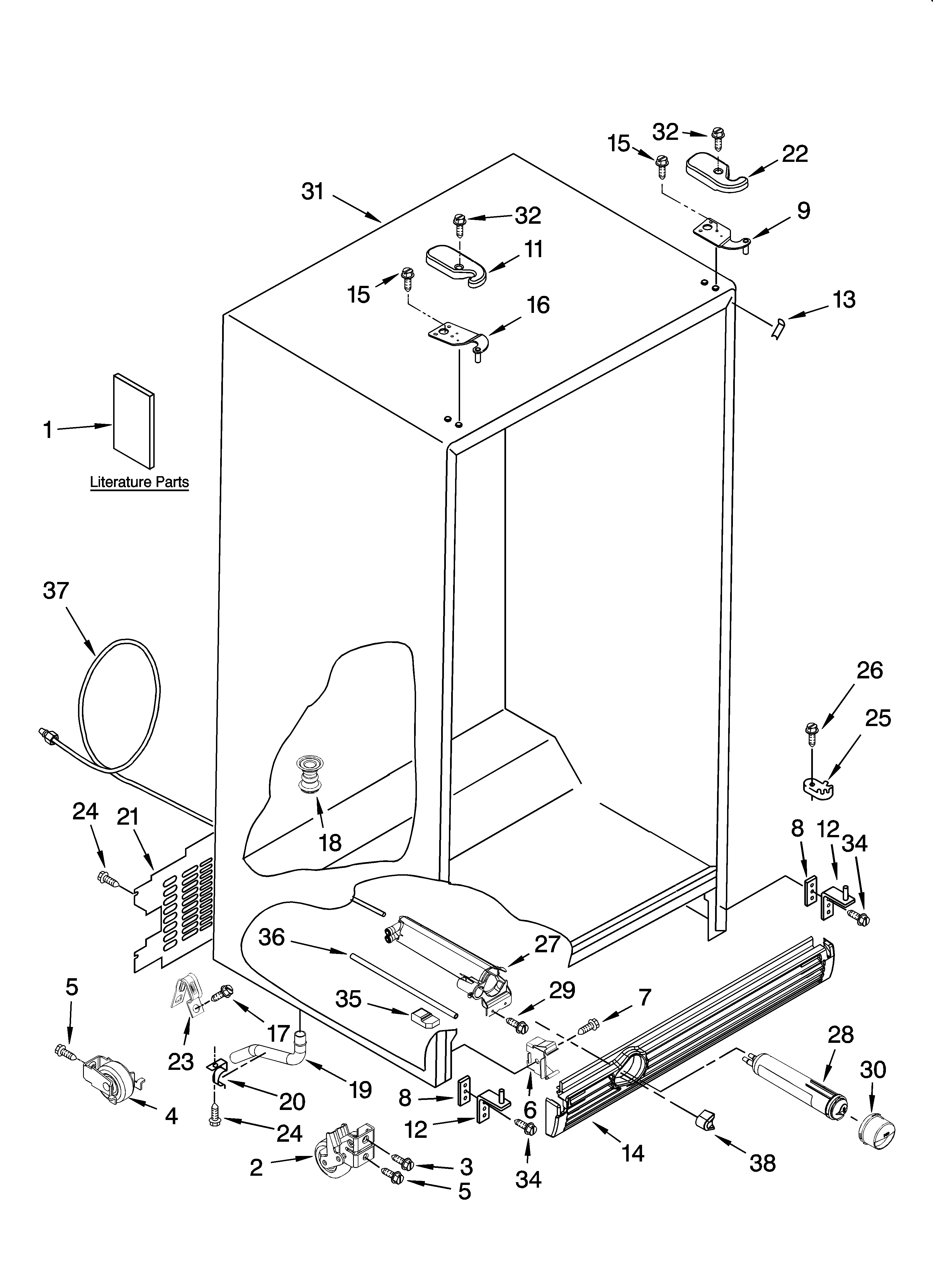 KitchenAid KSRX25FSST00 cabinet parts diagram
