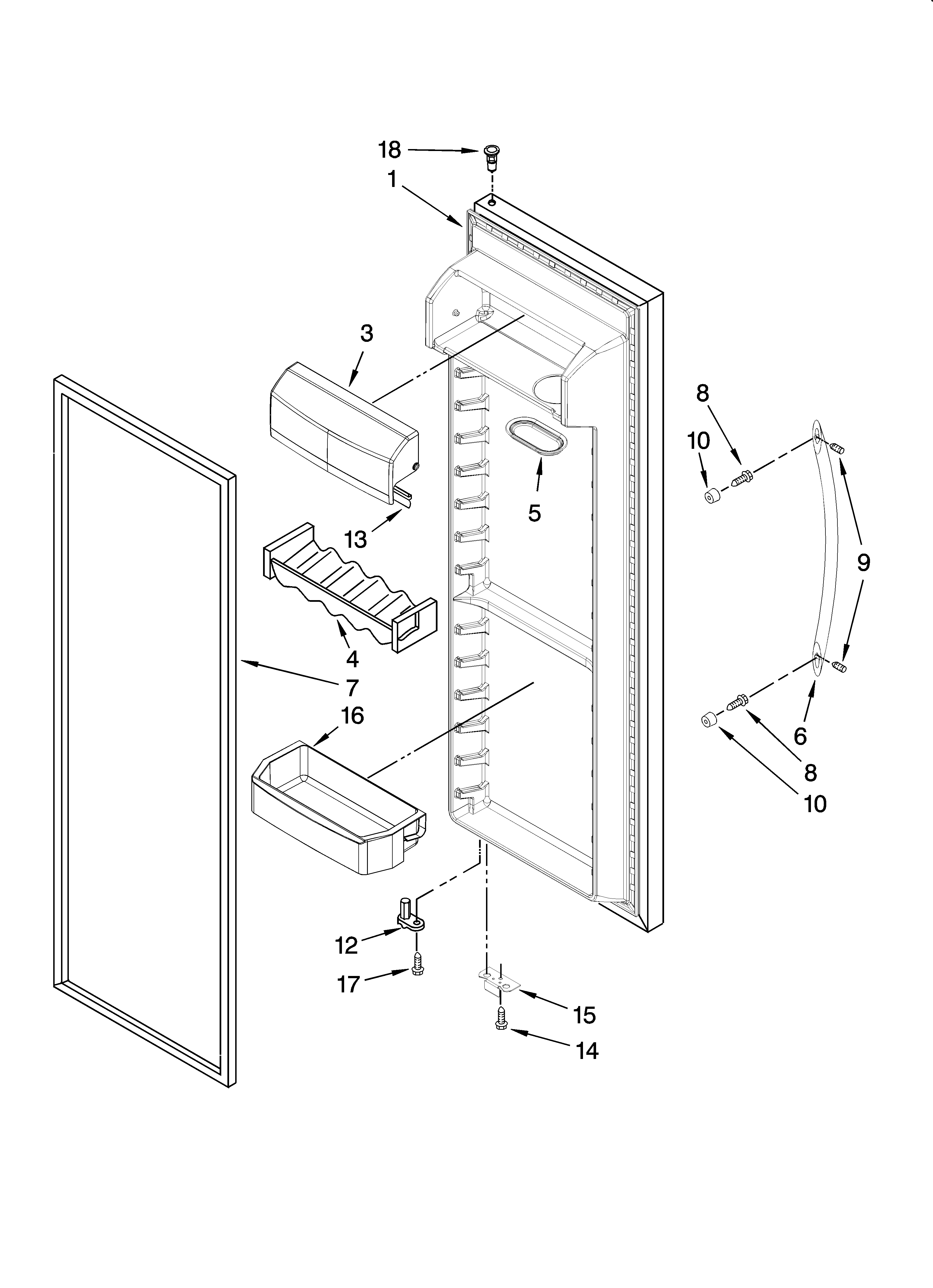 KitchenAid KSRX25FSST00 refrigerator door parts diagram
