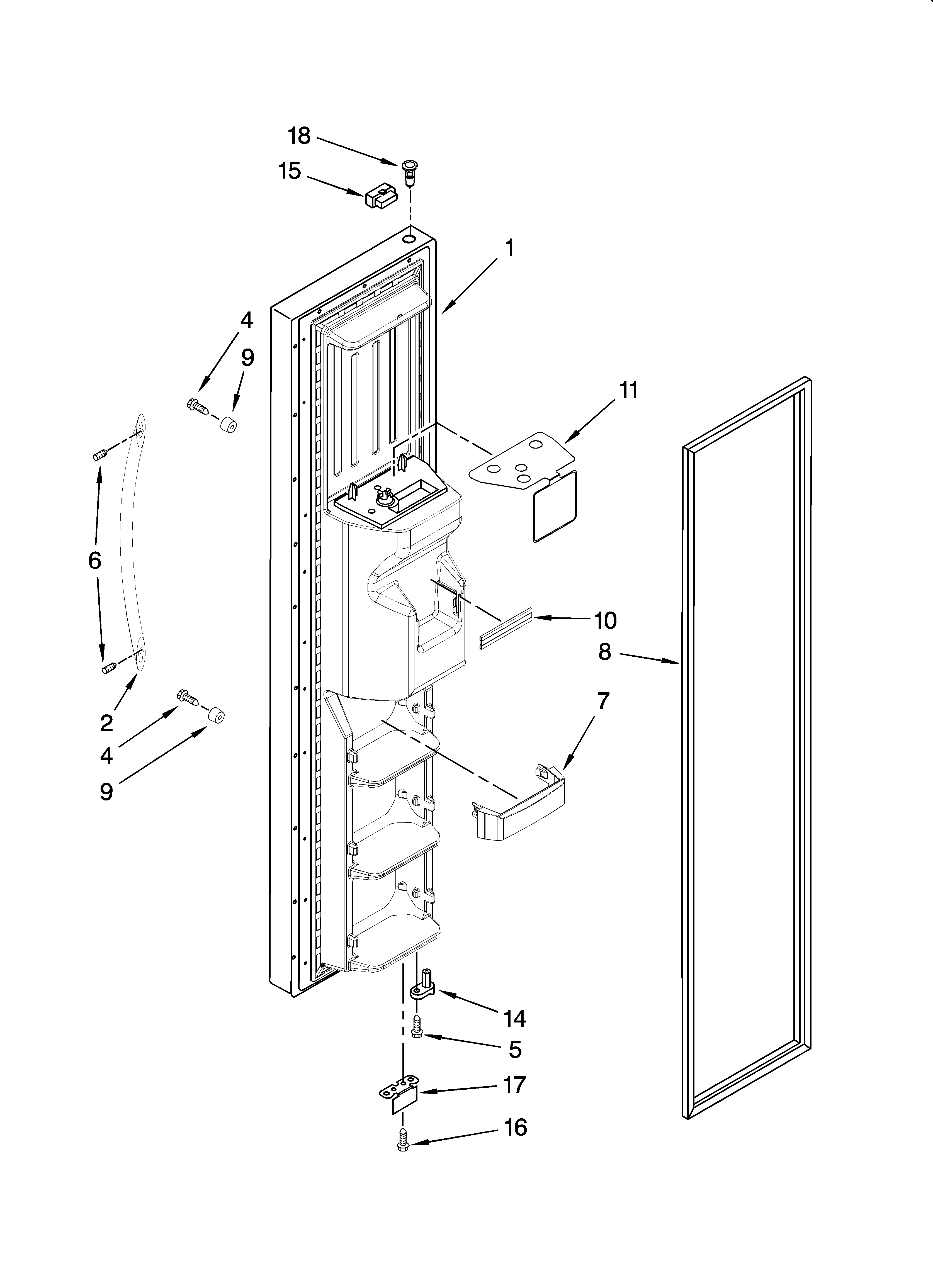 KitchenAid KSRX25FSST00 freezer door parts diagram
