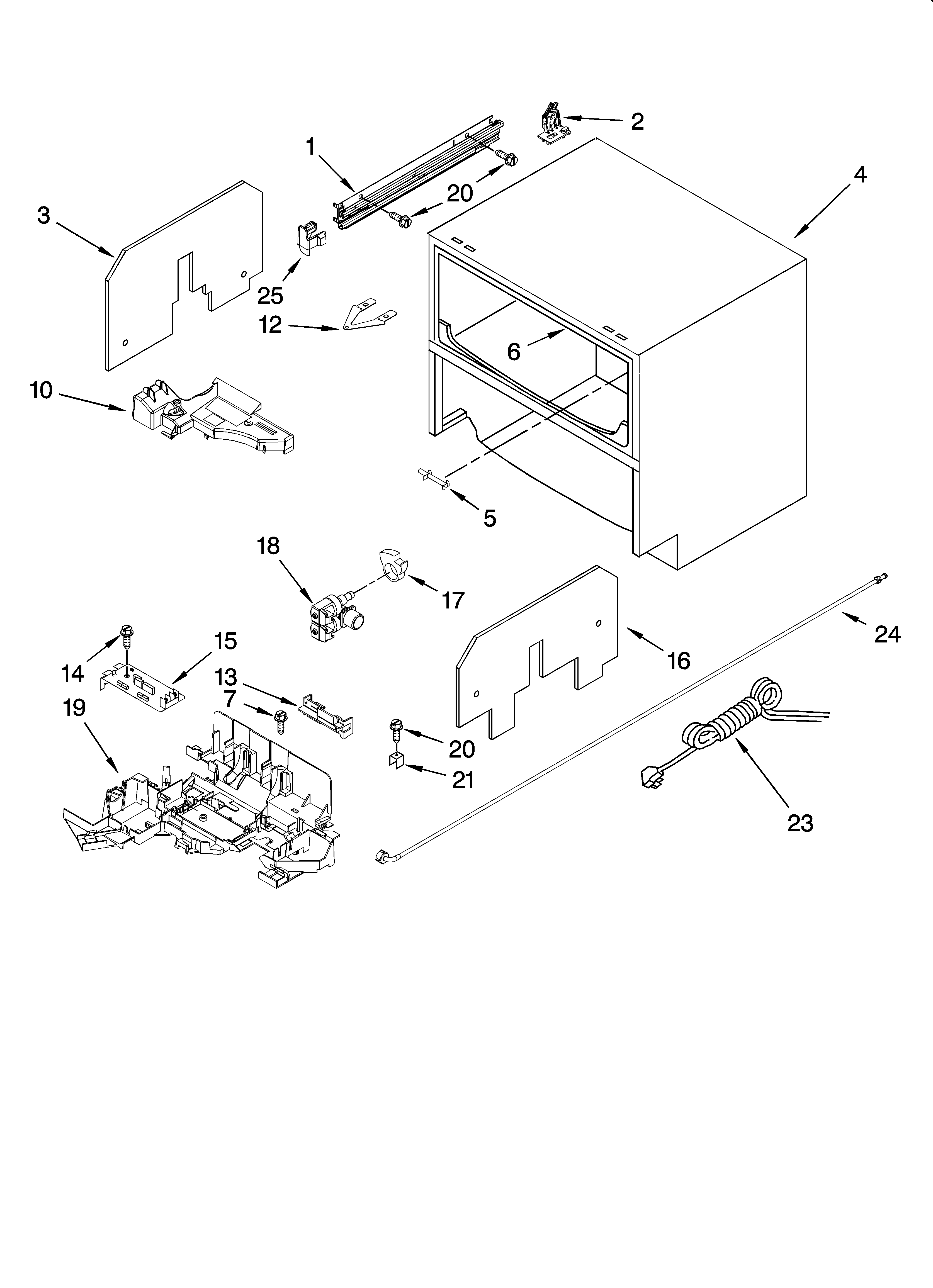 KitchenAid KUDD01DSSS0 cabinet parts diagram