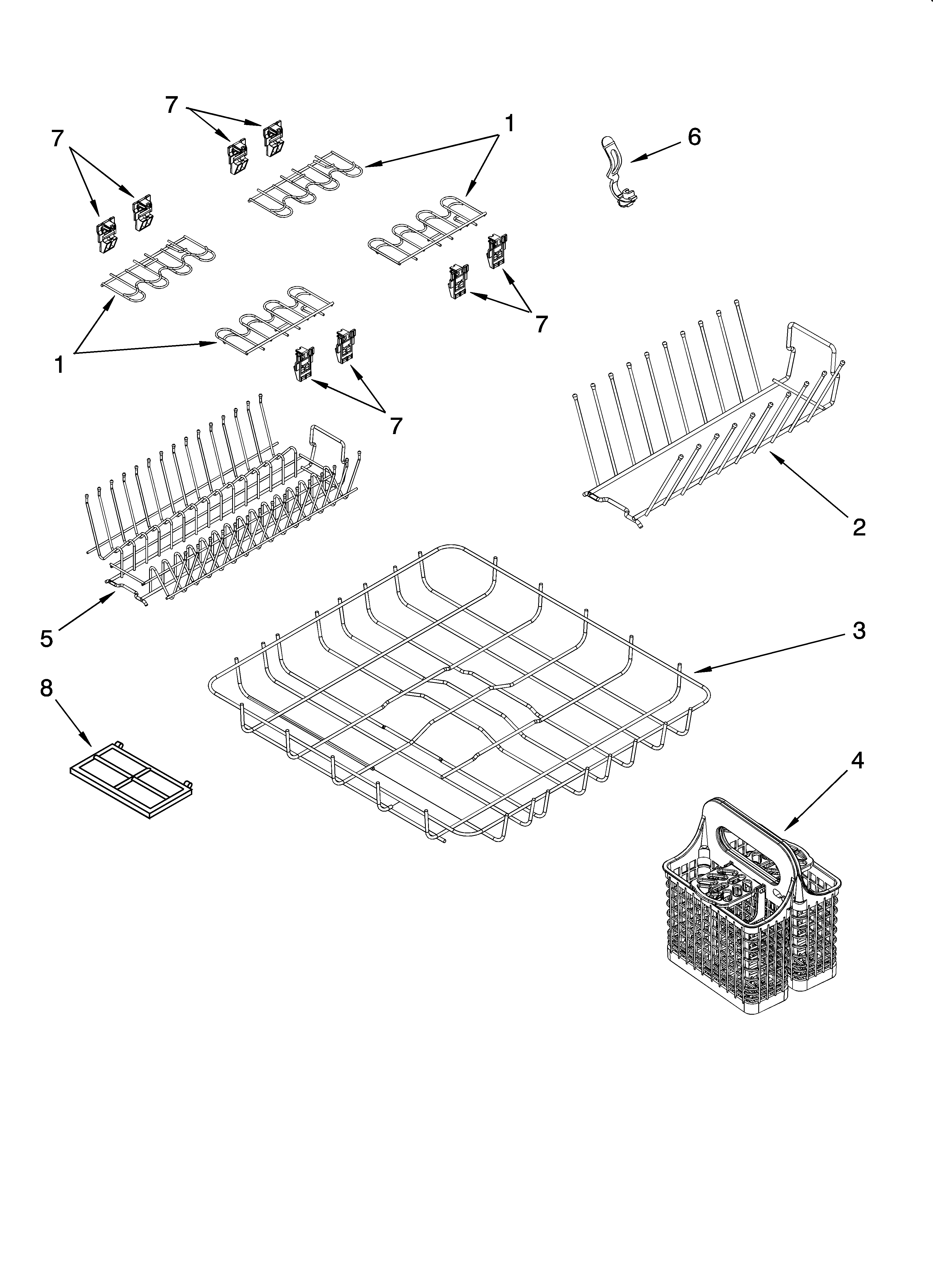 KitchenAid KUDD01DSSS0 dishrack parts diagram