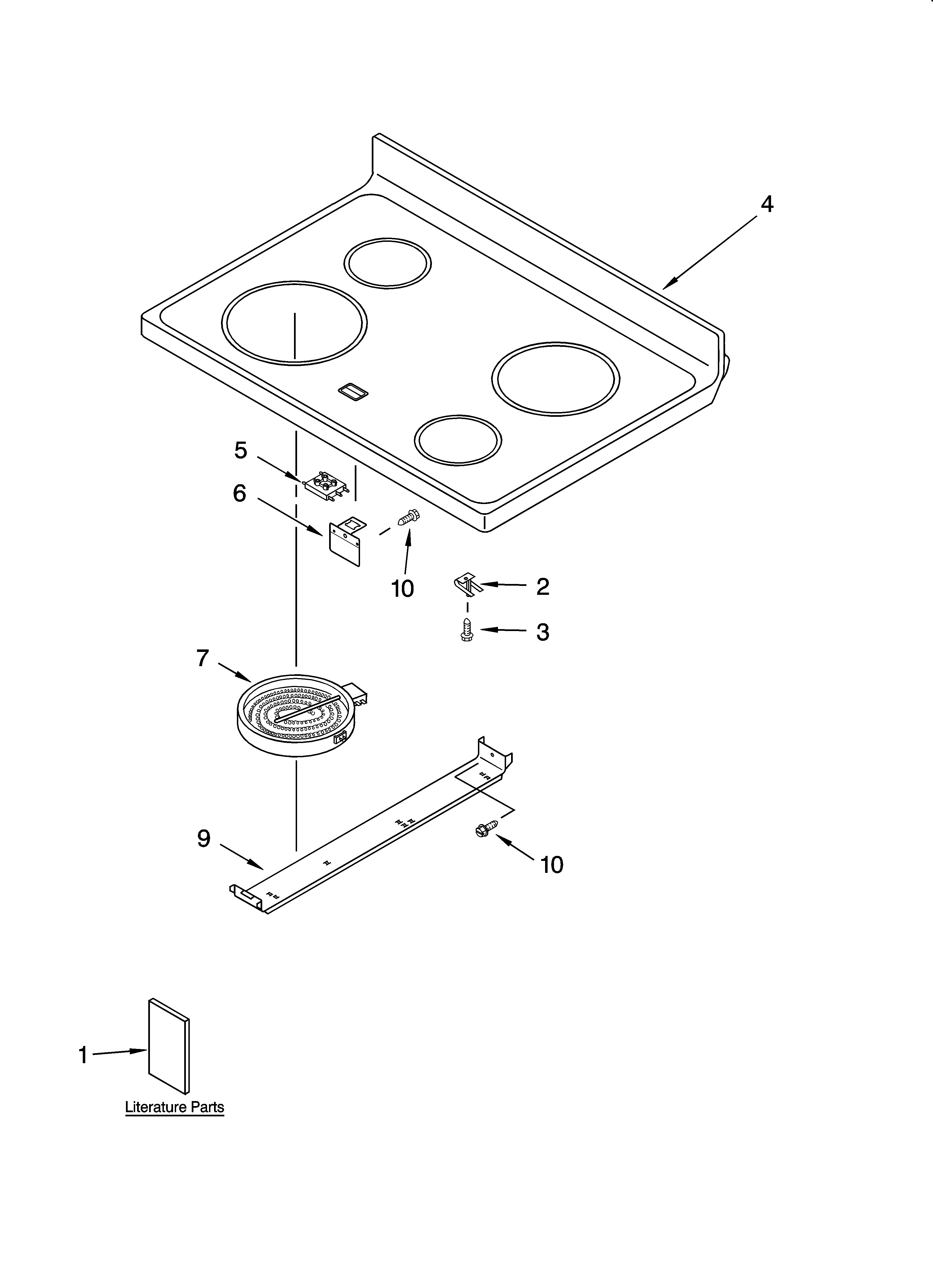 Whirlpool RF196LXMT4 cooktop parts diagram