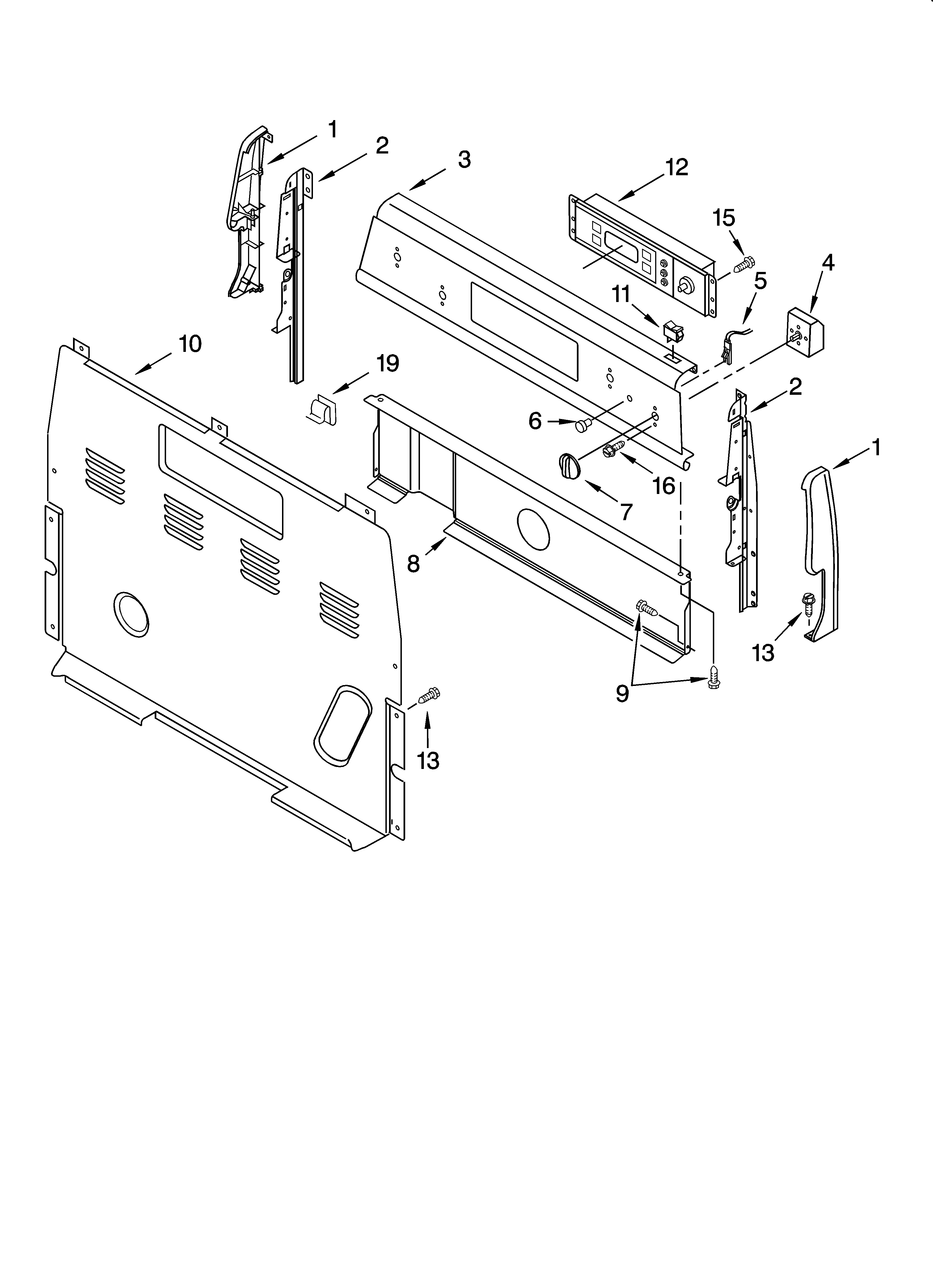 Whirlpool RF196LXMT4 control panel parts diagram