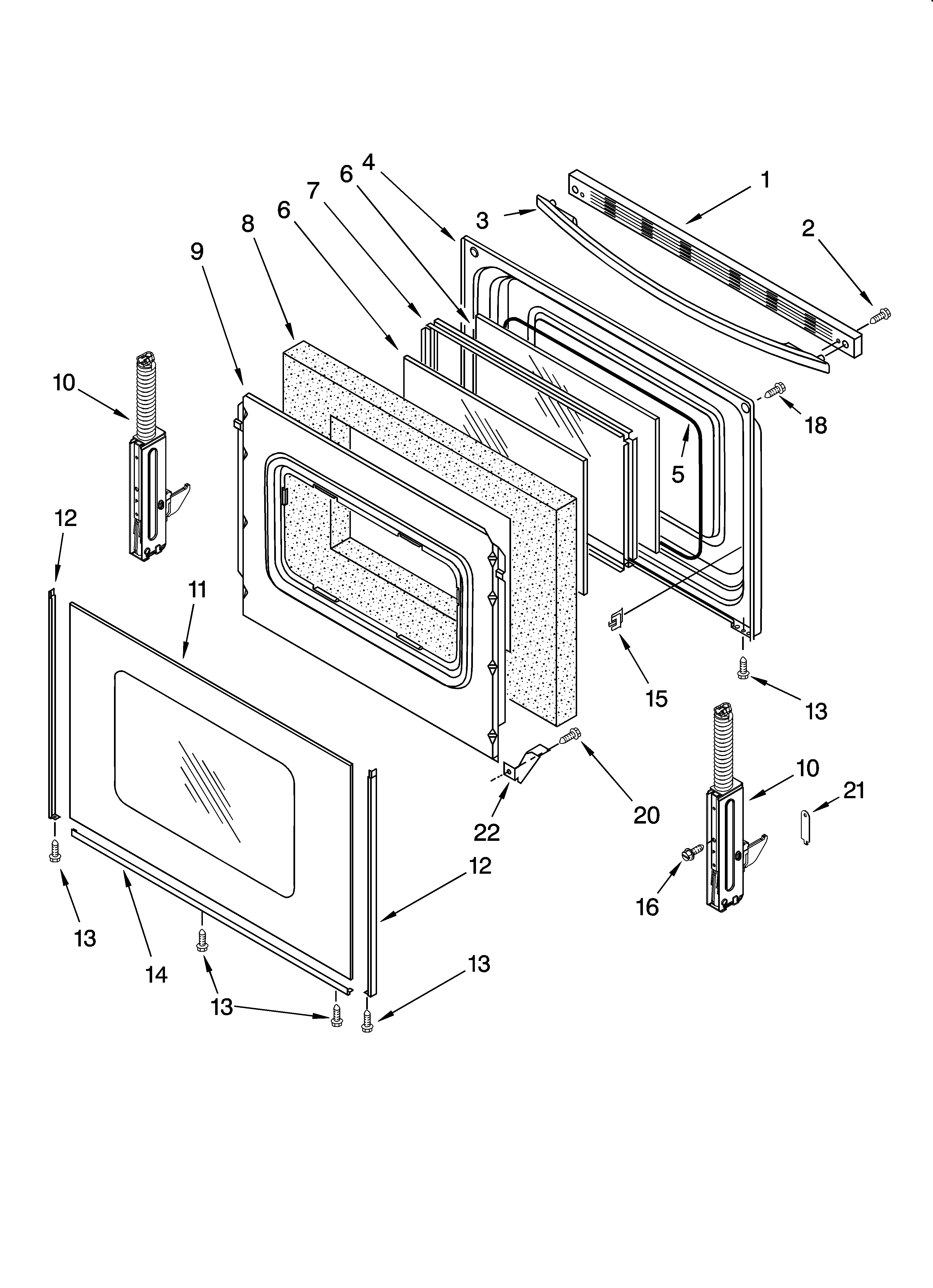 Whirlpool RF196LXMT4 door parts diagram