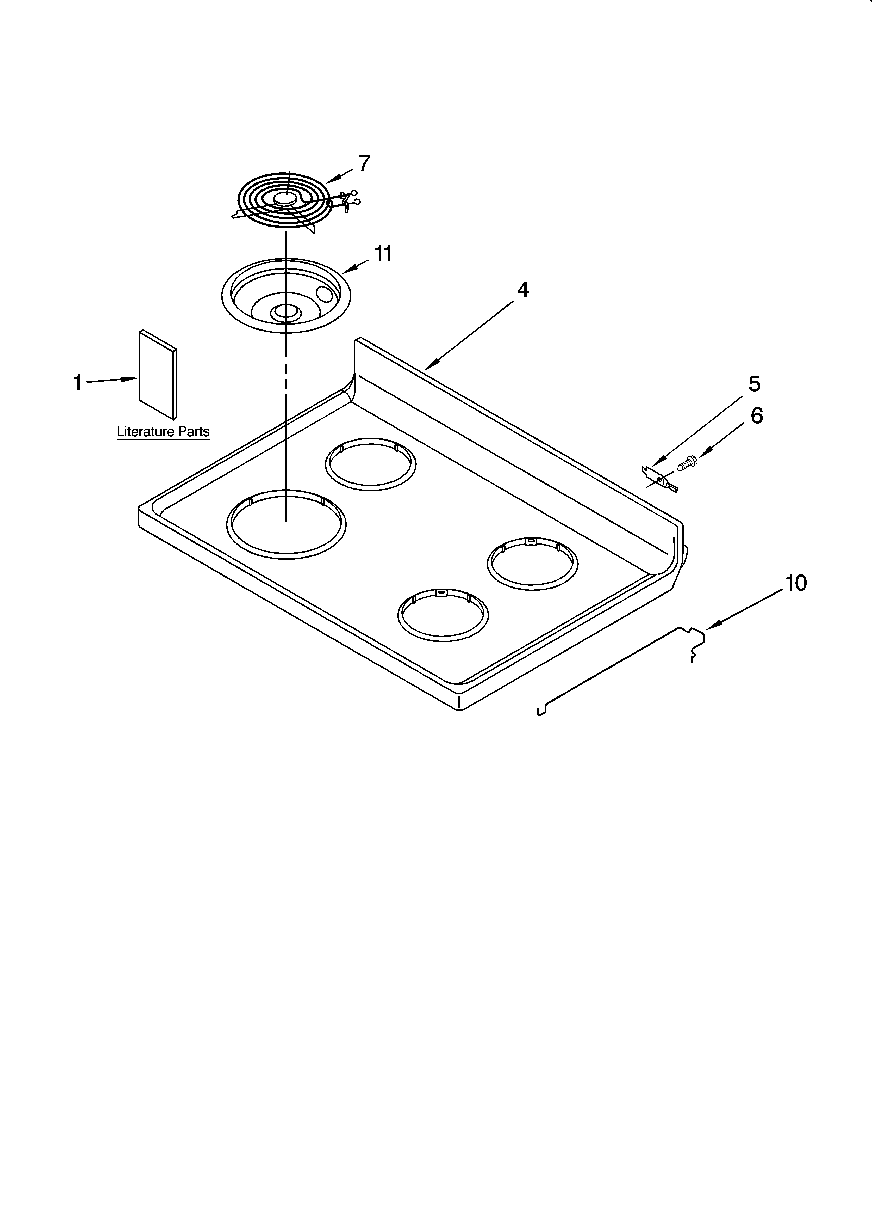 Whirlpool RF260BXSW0 cooktop parts diagram
