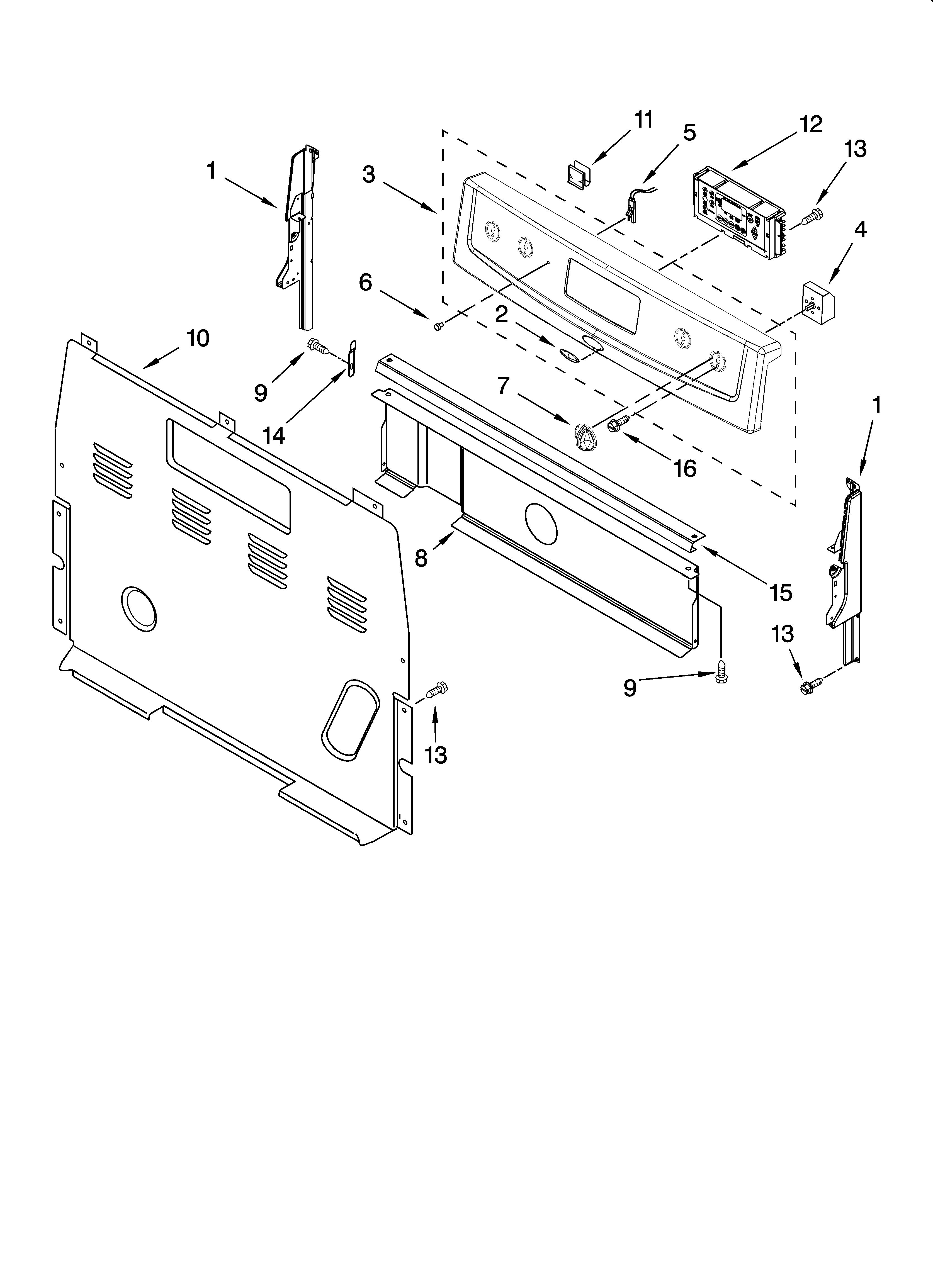 Whirlpool RF260BXSW0 control panel parts diagram