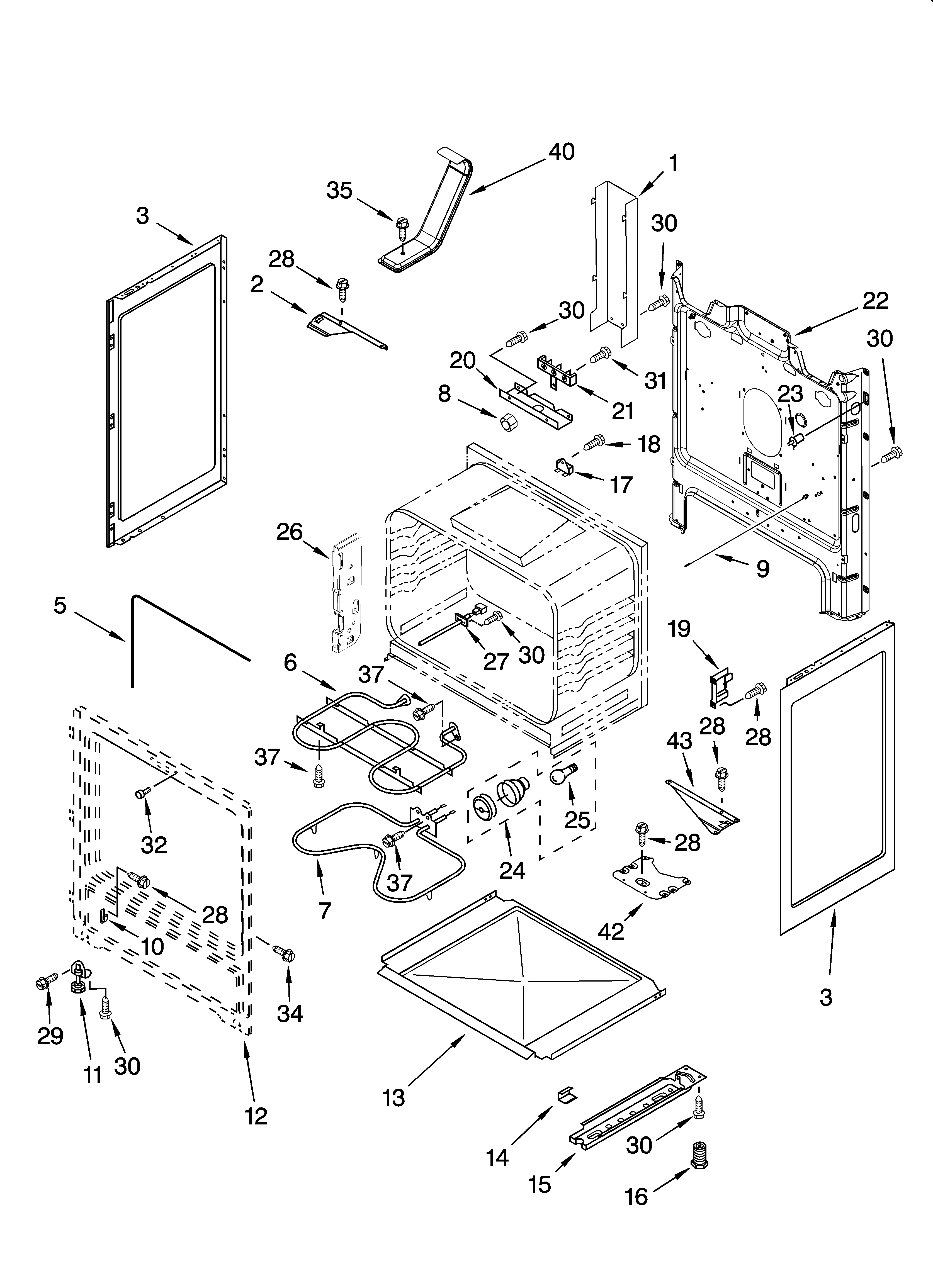 Whirlpool RF314PXMQ3 chassis parts diagram