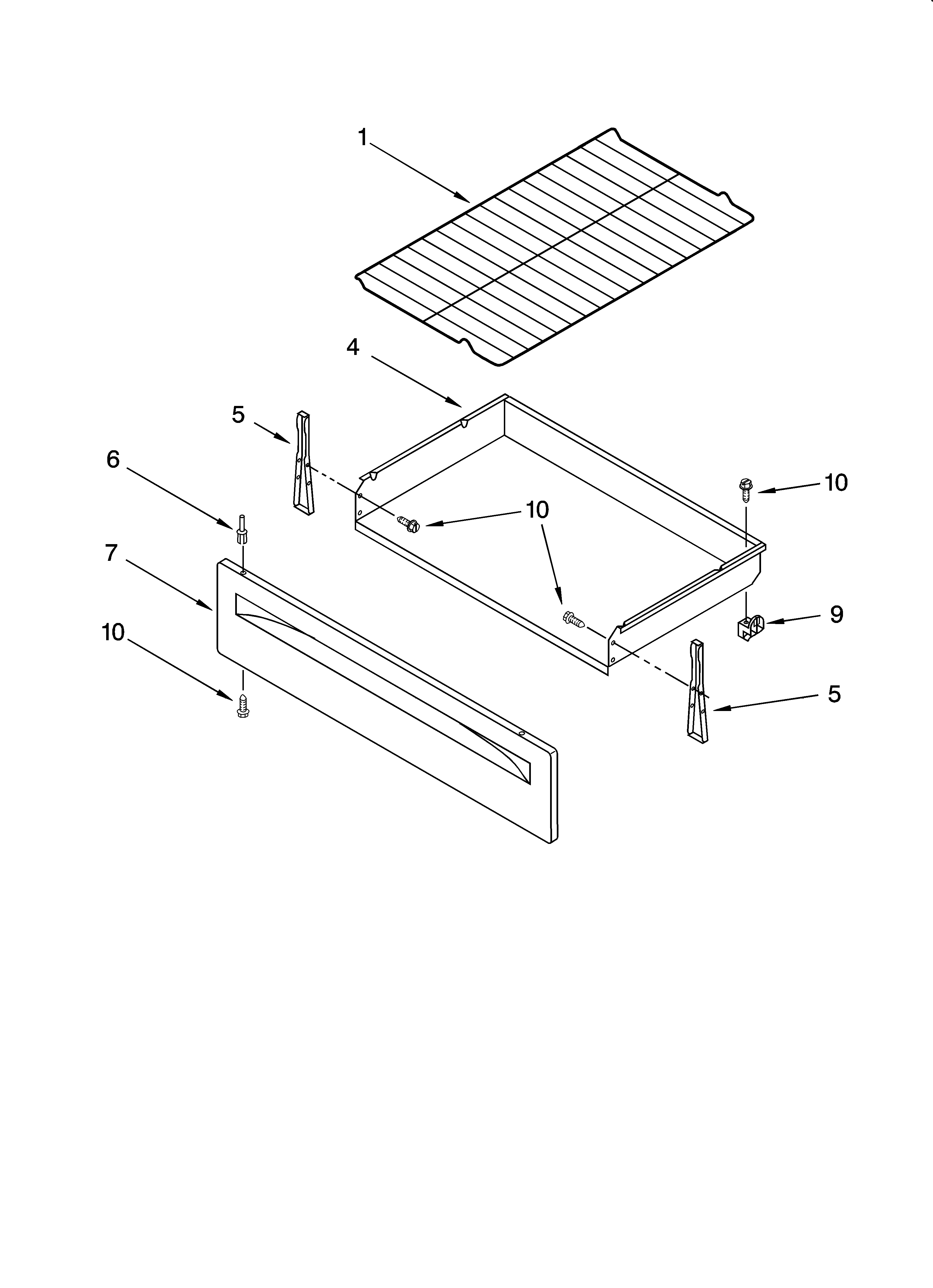 Whirlpool RF314PXMQ3 drawer & broiler parts diagram
