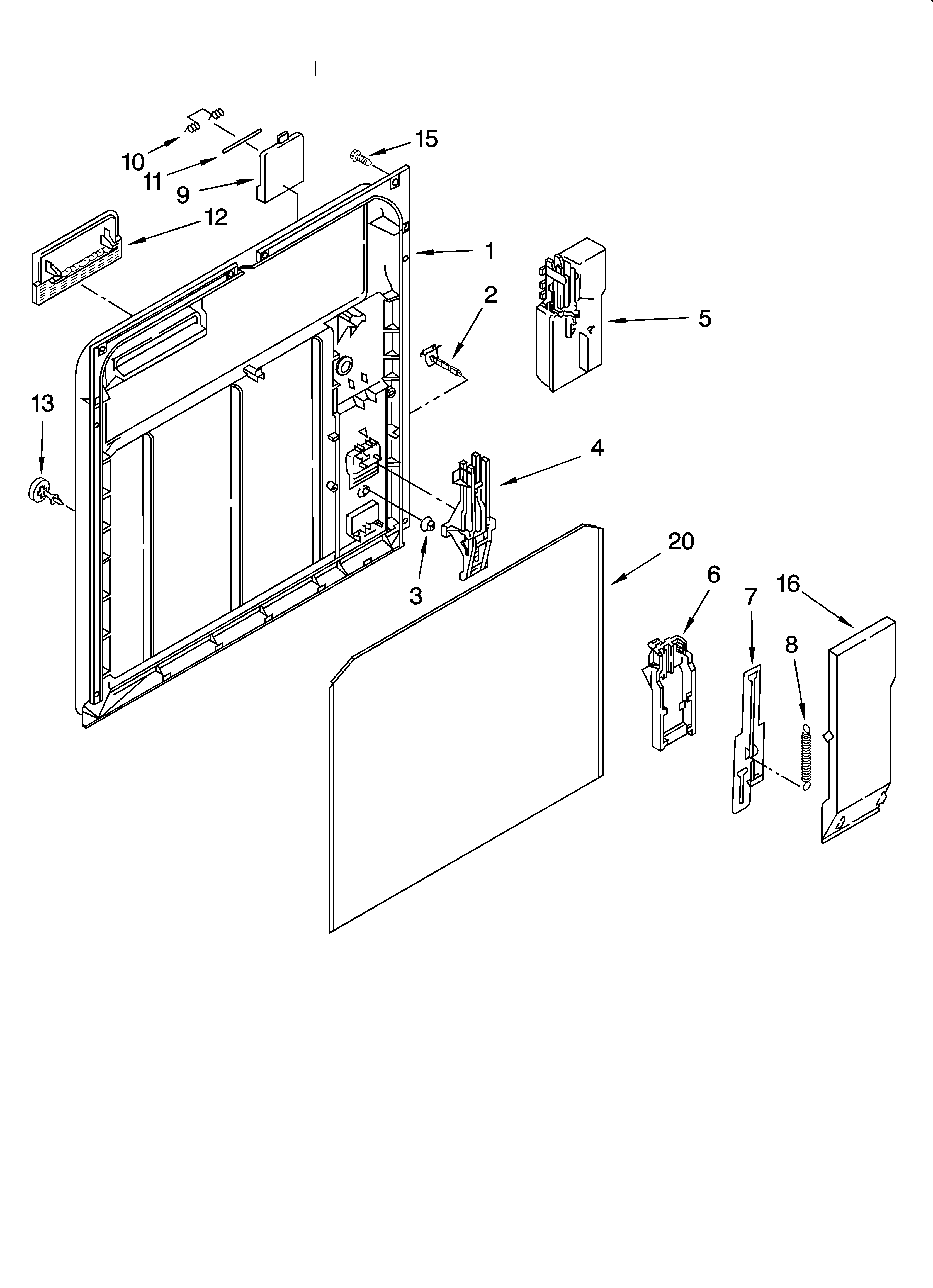Roper RUD6000PB2 inner door parts diagram