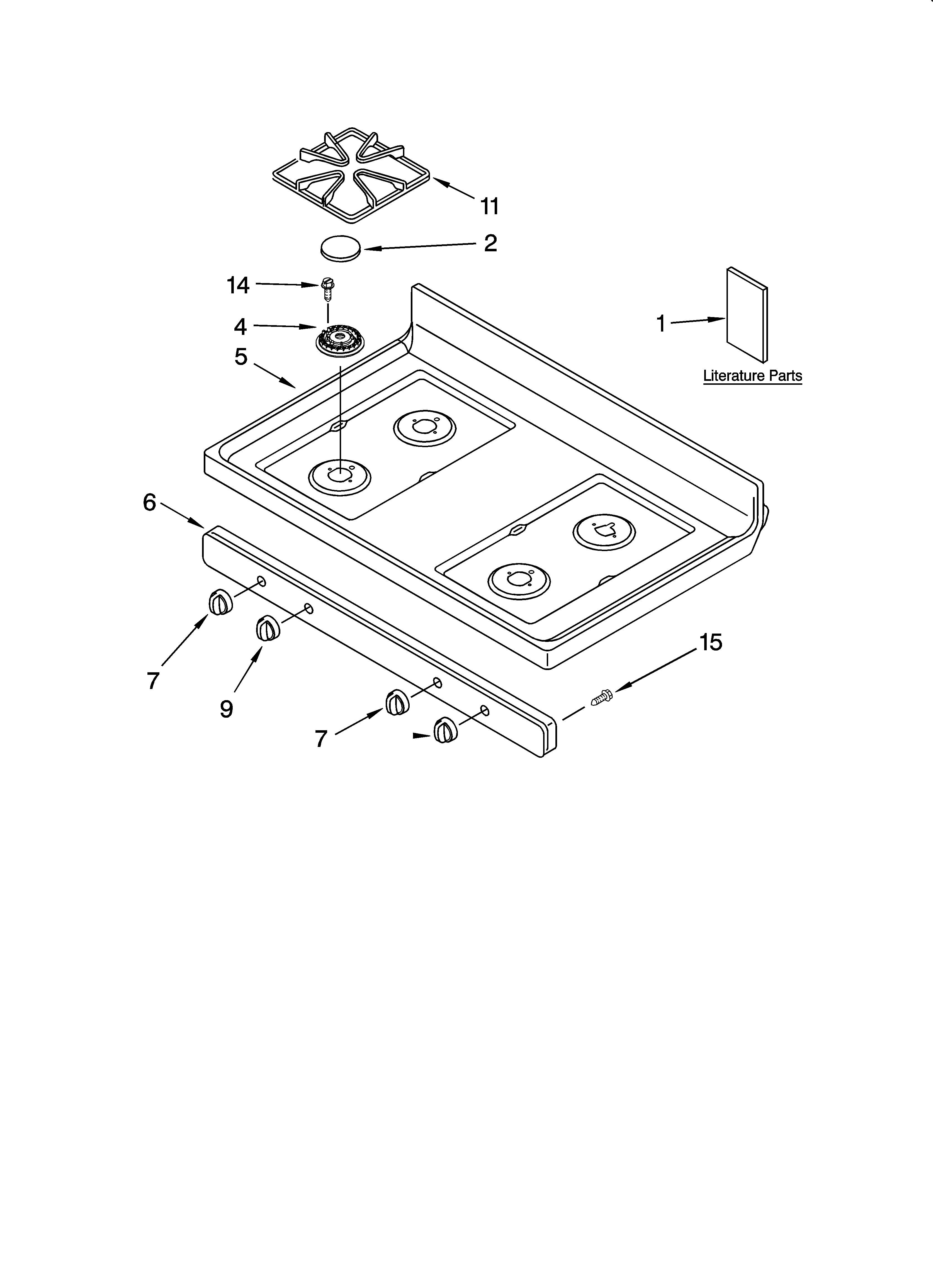 Whirlpool SF368LEPW3 cooktop parts diagram