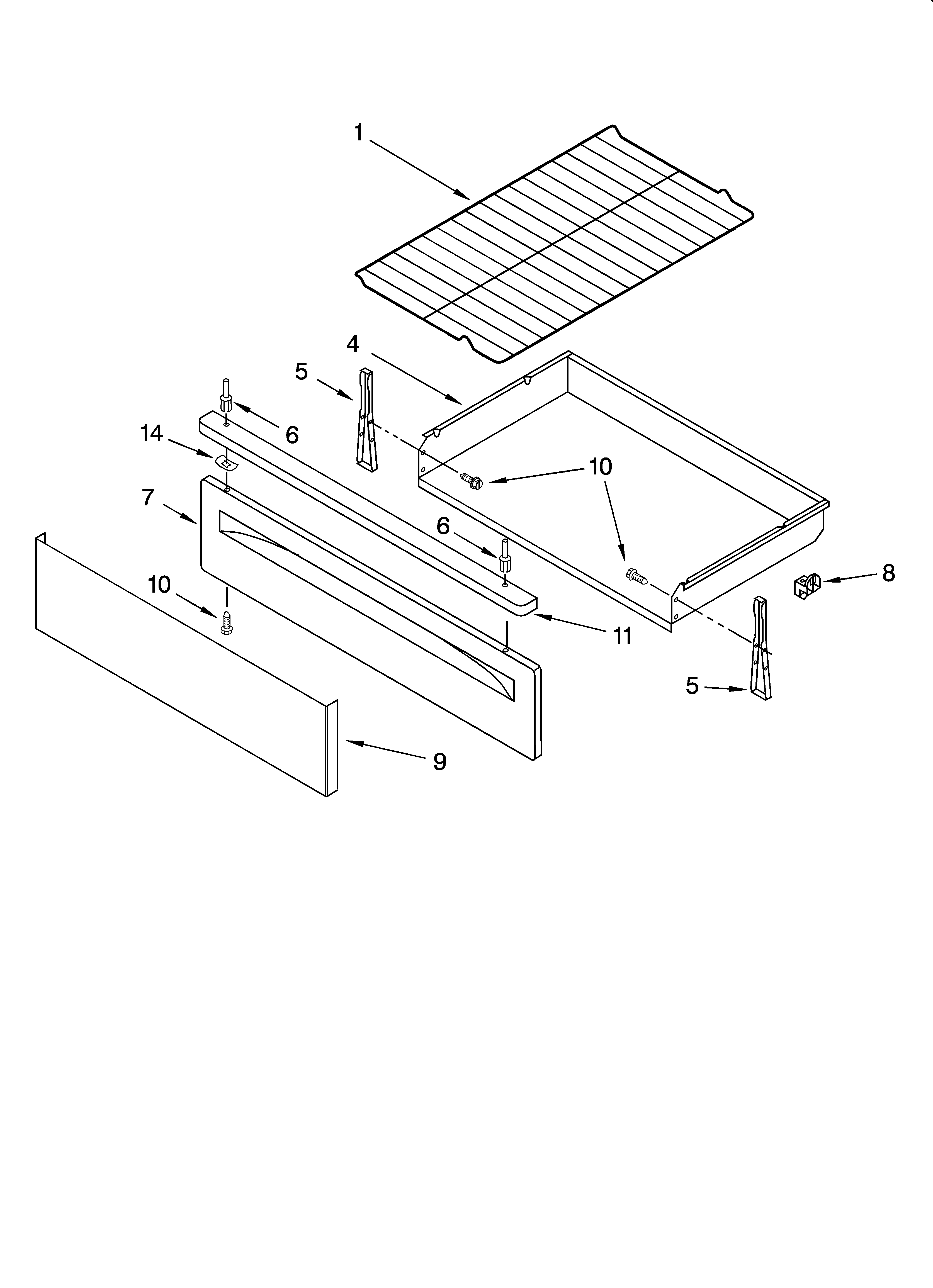 Whirlpool SF368LEPW3 drawer & broiler parts diagram