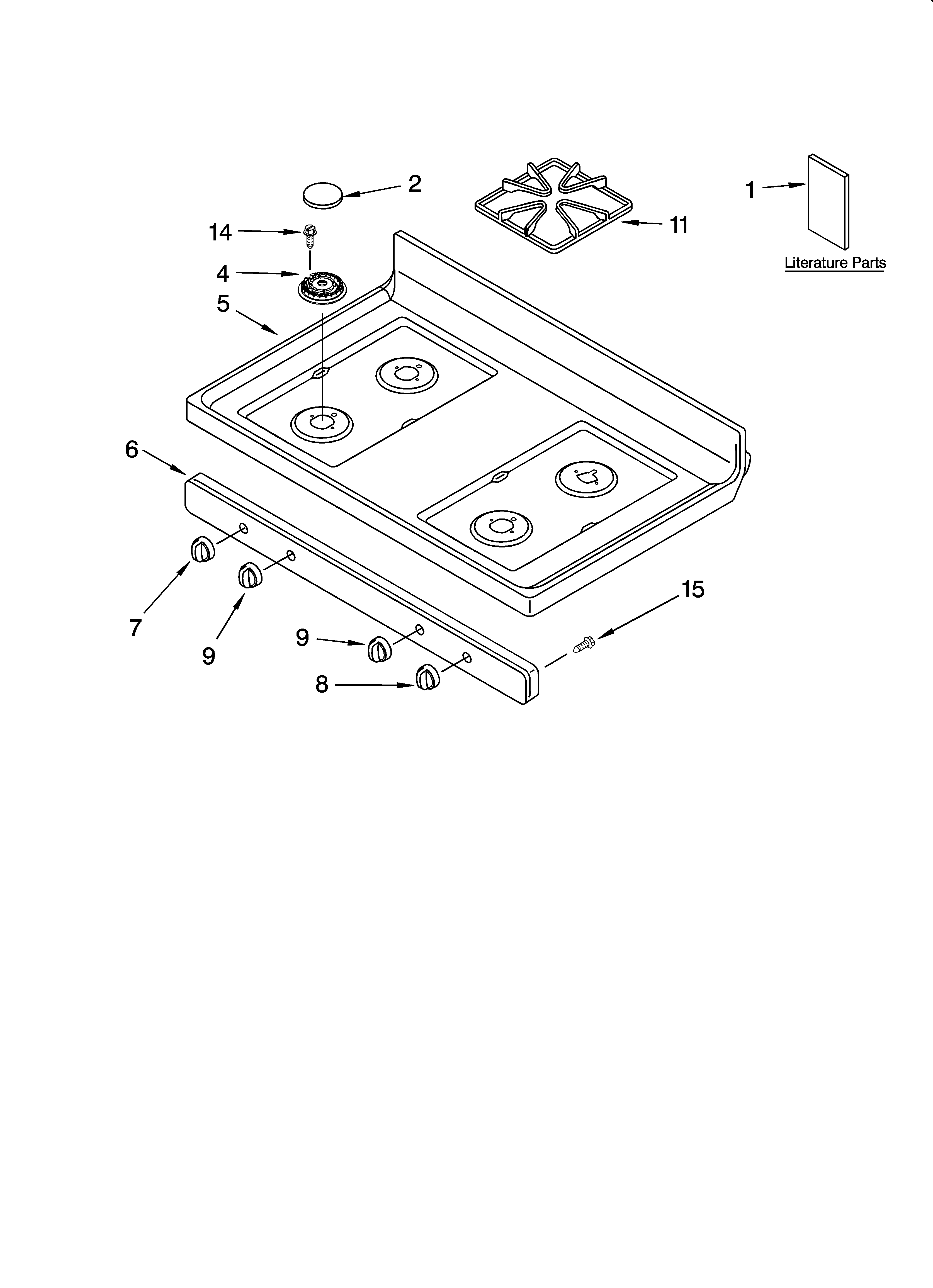 Whirlpool SF378LEPQ3 cooktop parts diagram