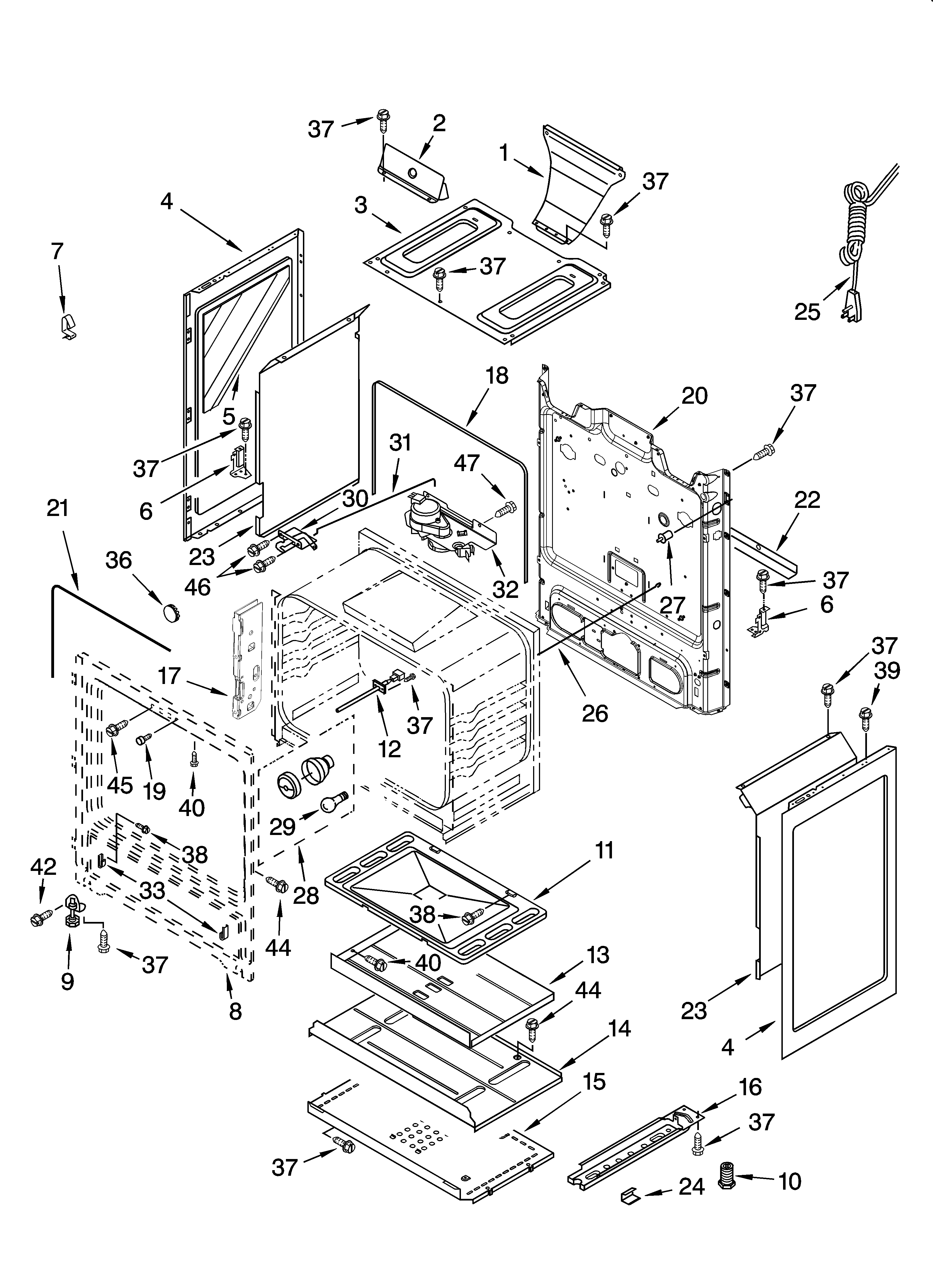 Whirlpool SF378LEPQ3 chassis parts diagram