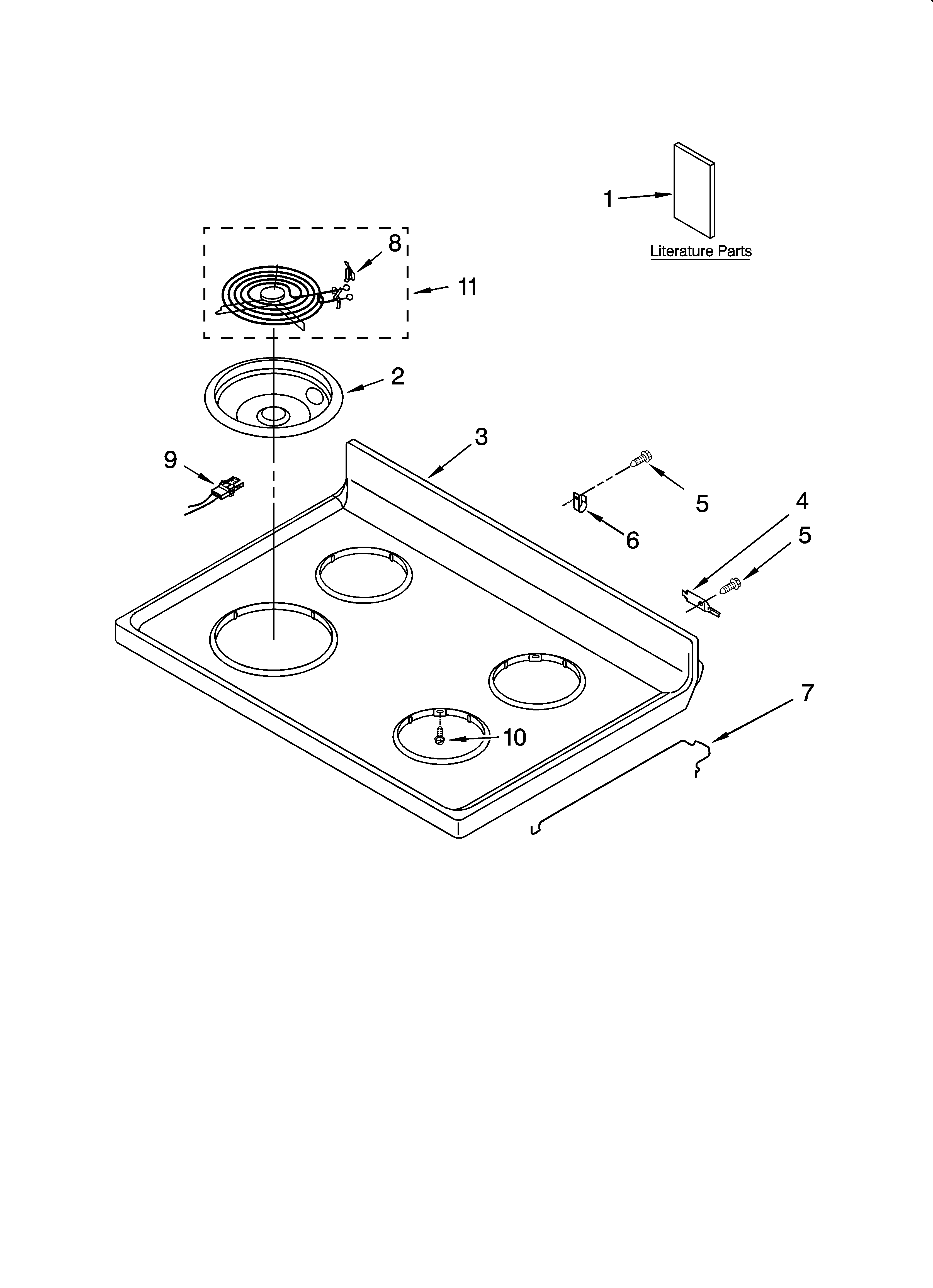 Estate TES325MQ3 cooktop parts diagram