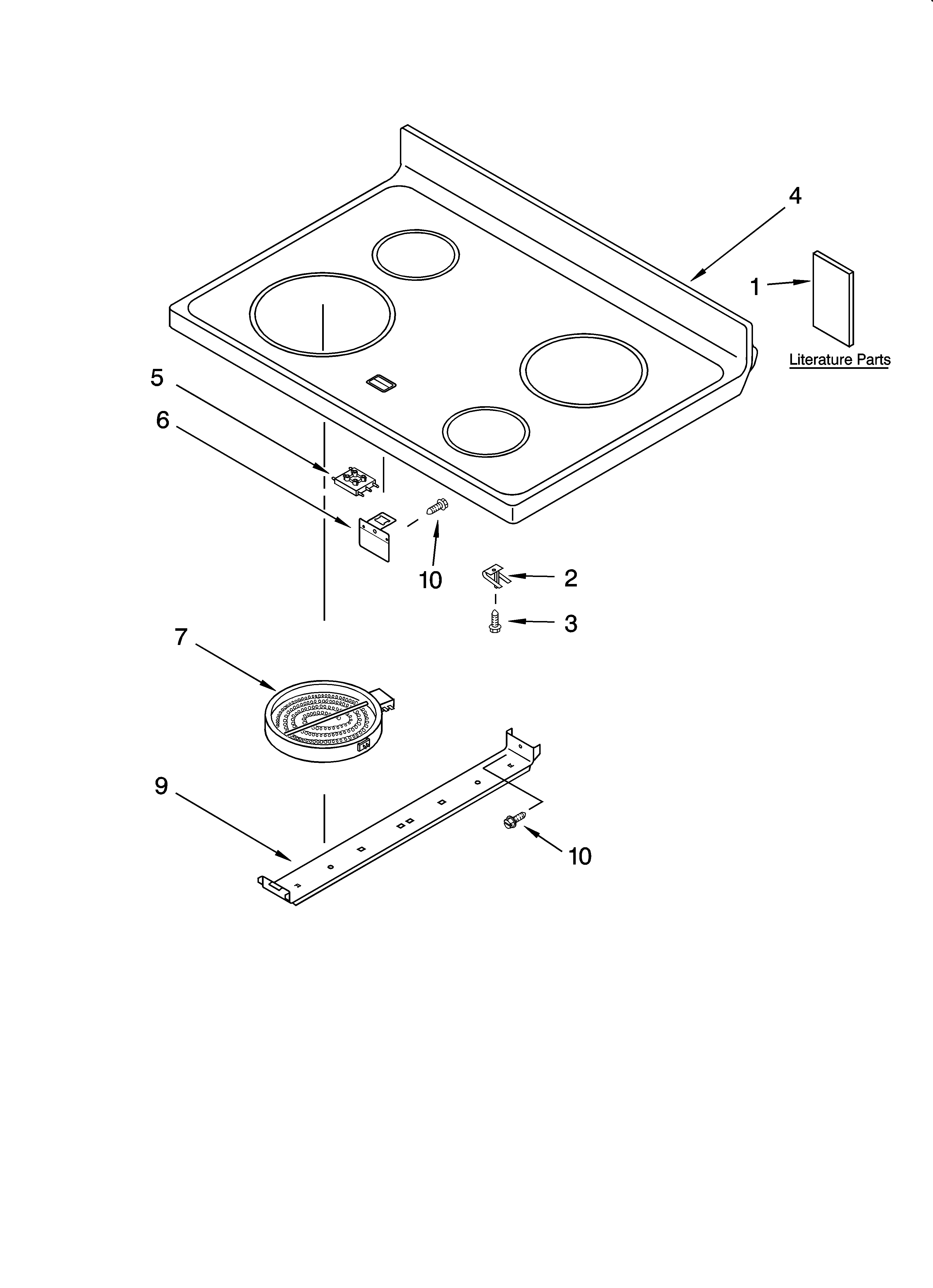 Estate TES355MQ3 cooktop parts diagram