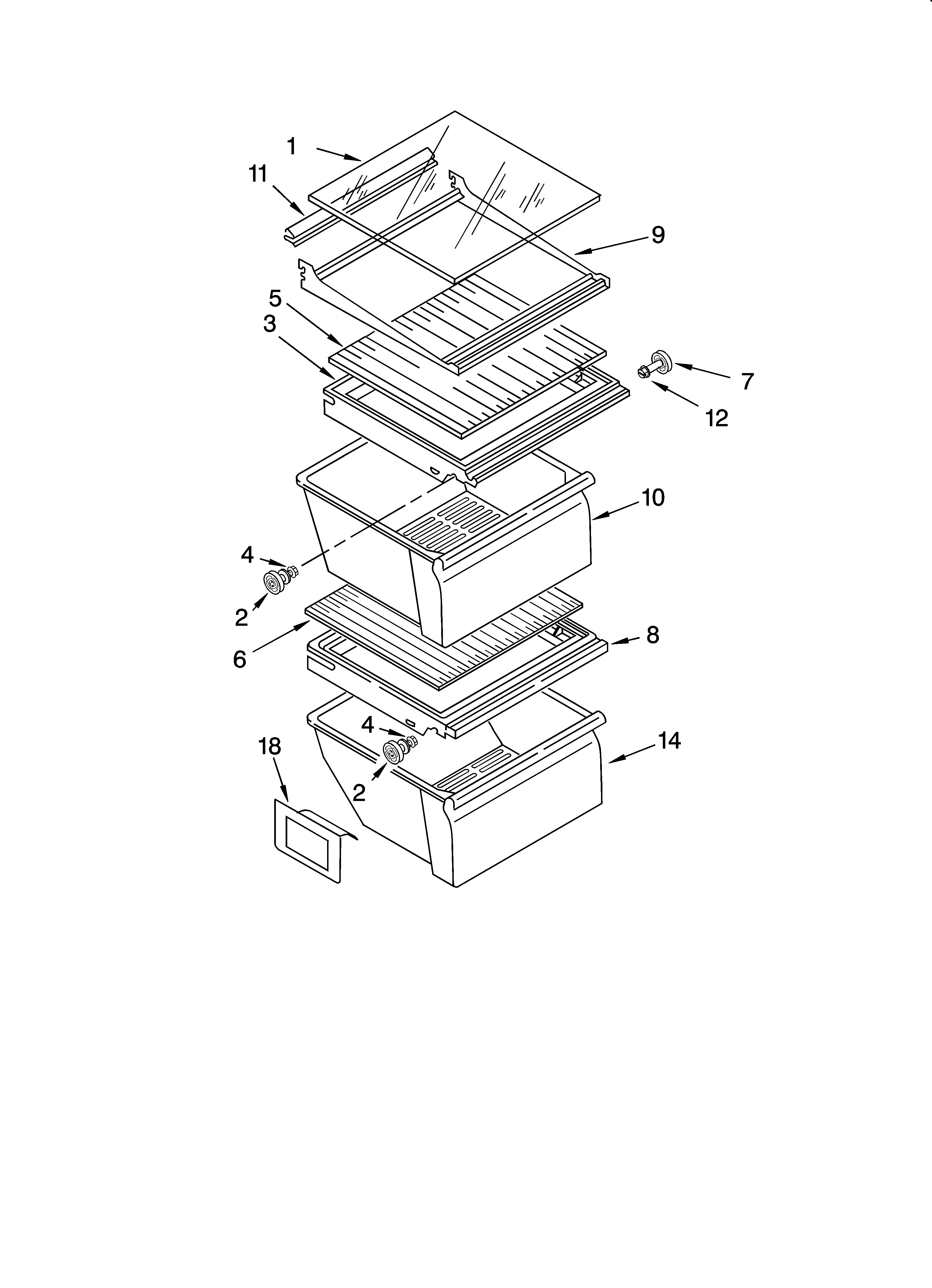 Estate TS22AFXKQ06 refrigerator shelf parts diagram