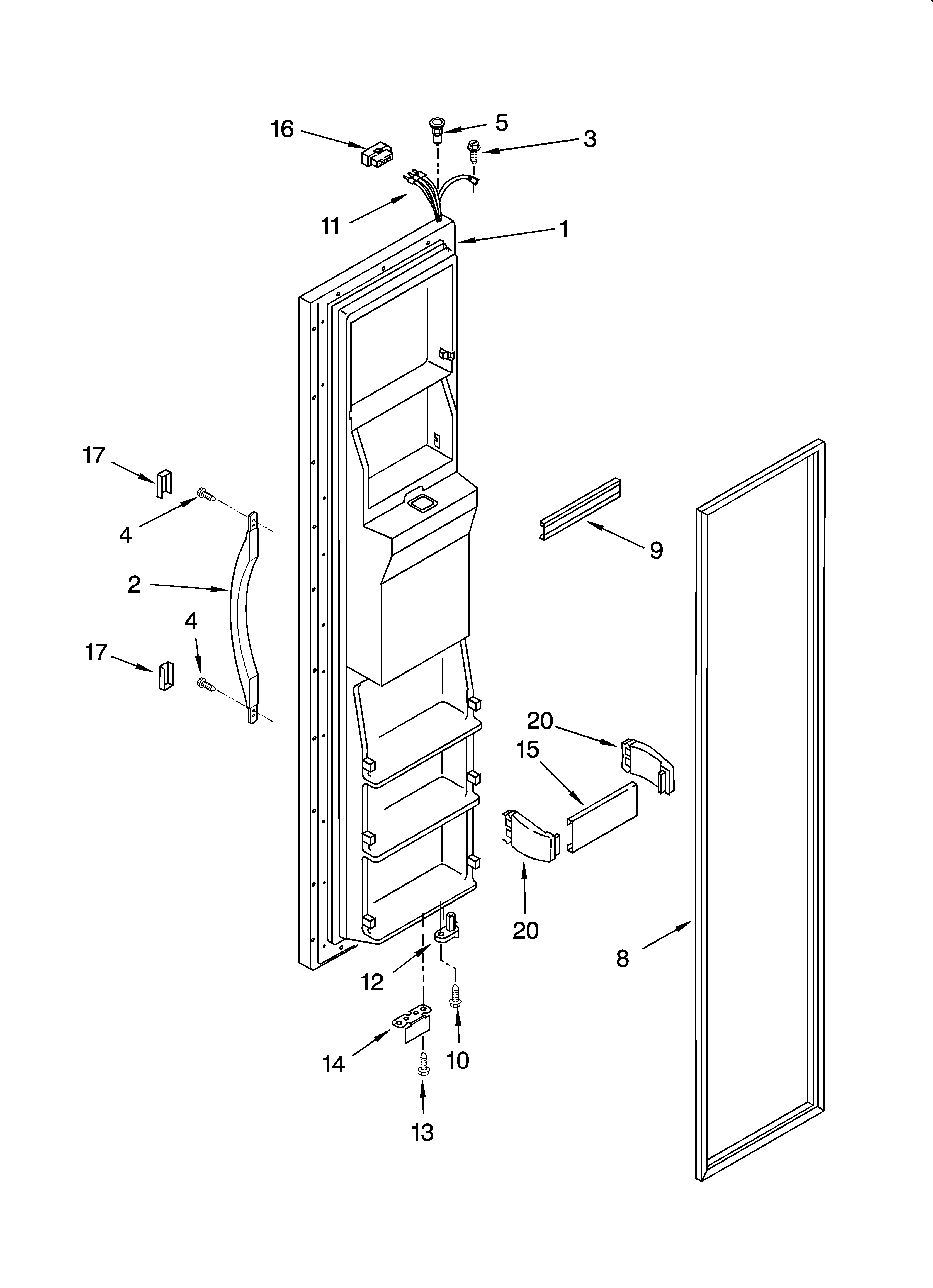 Estate TS22AFXKQ06 freezer door parts diagram