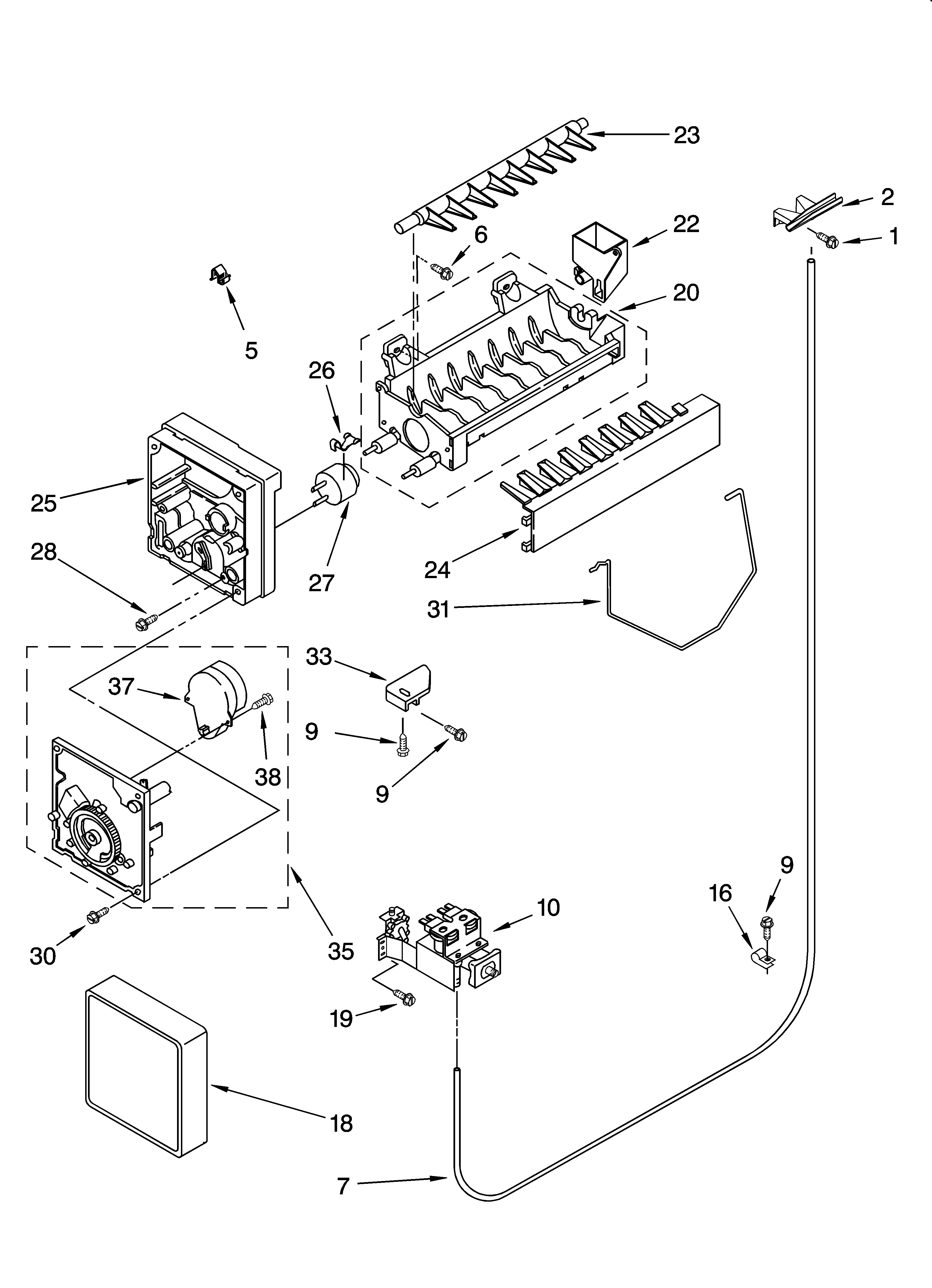 Estate TS22AFXKQ06 icemaker parts diagram