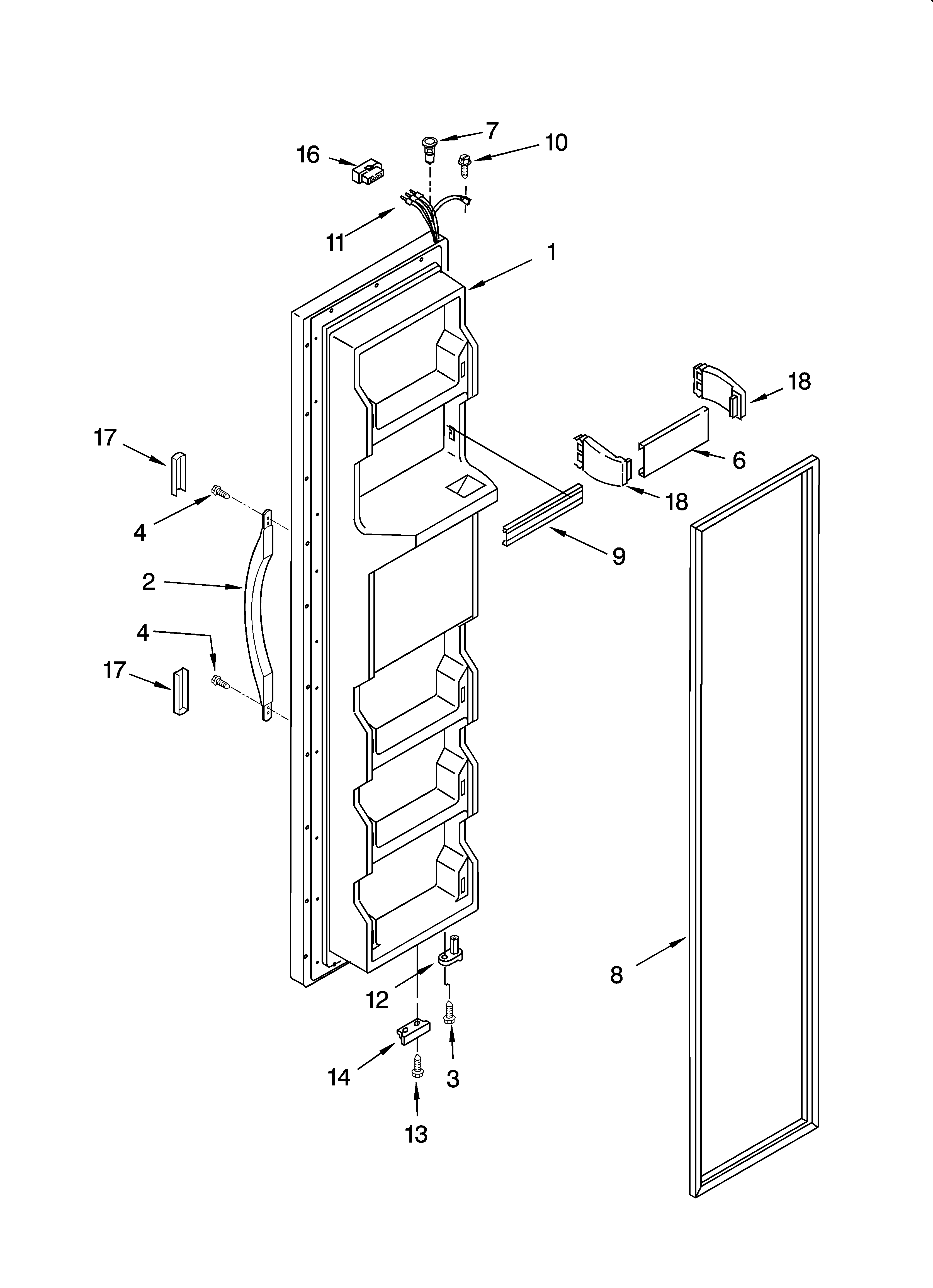 Estate TS25AFXKQ04 freezer door parts diagram