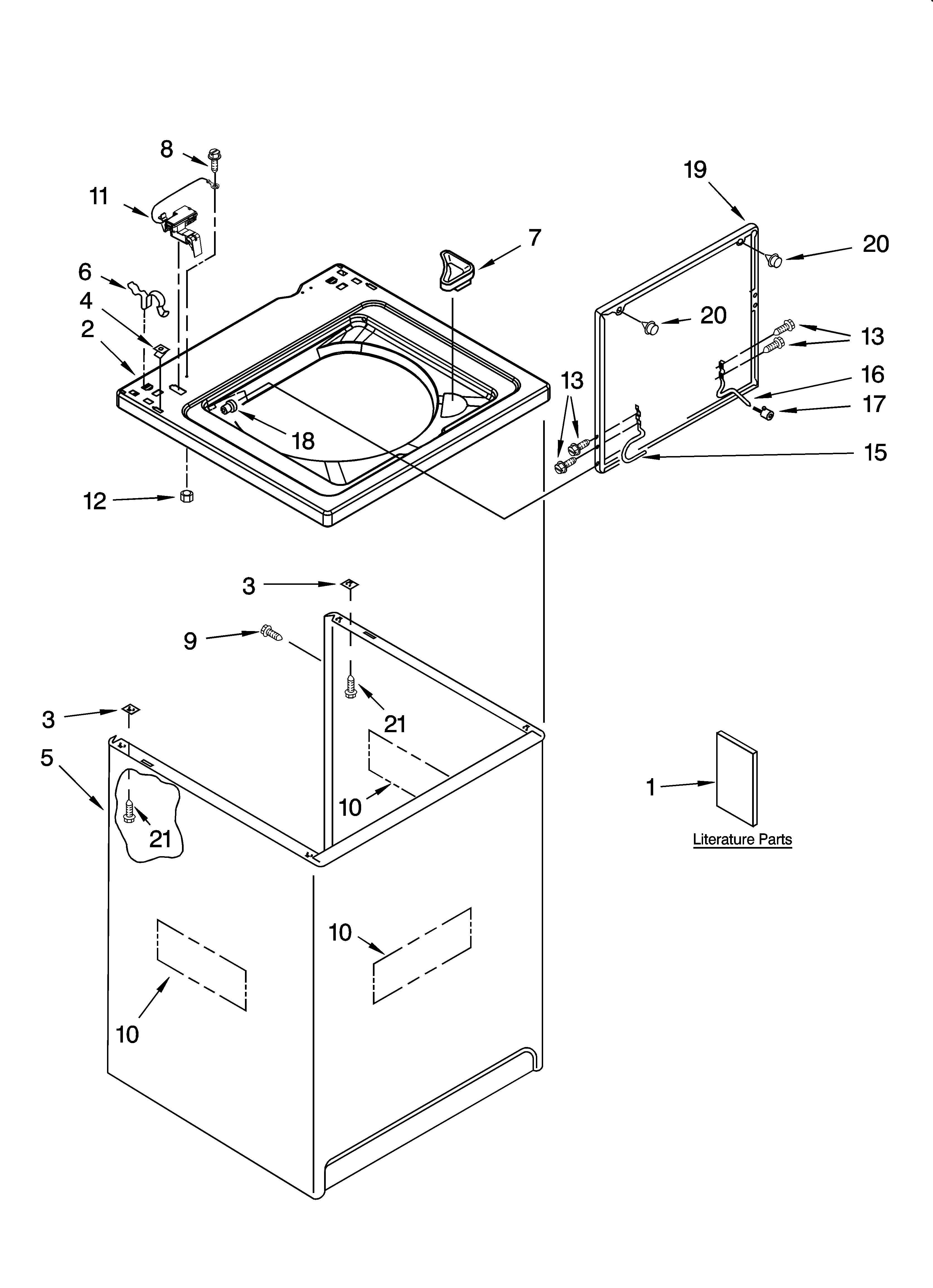 Whirlpool 3XGSC9455JQ6 top and cabinet parts diagram