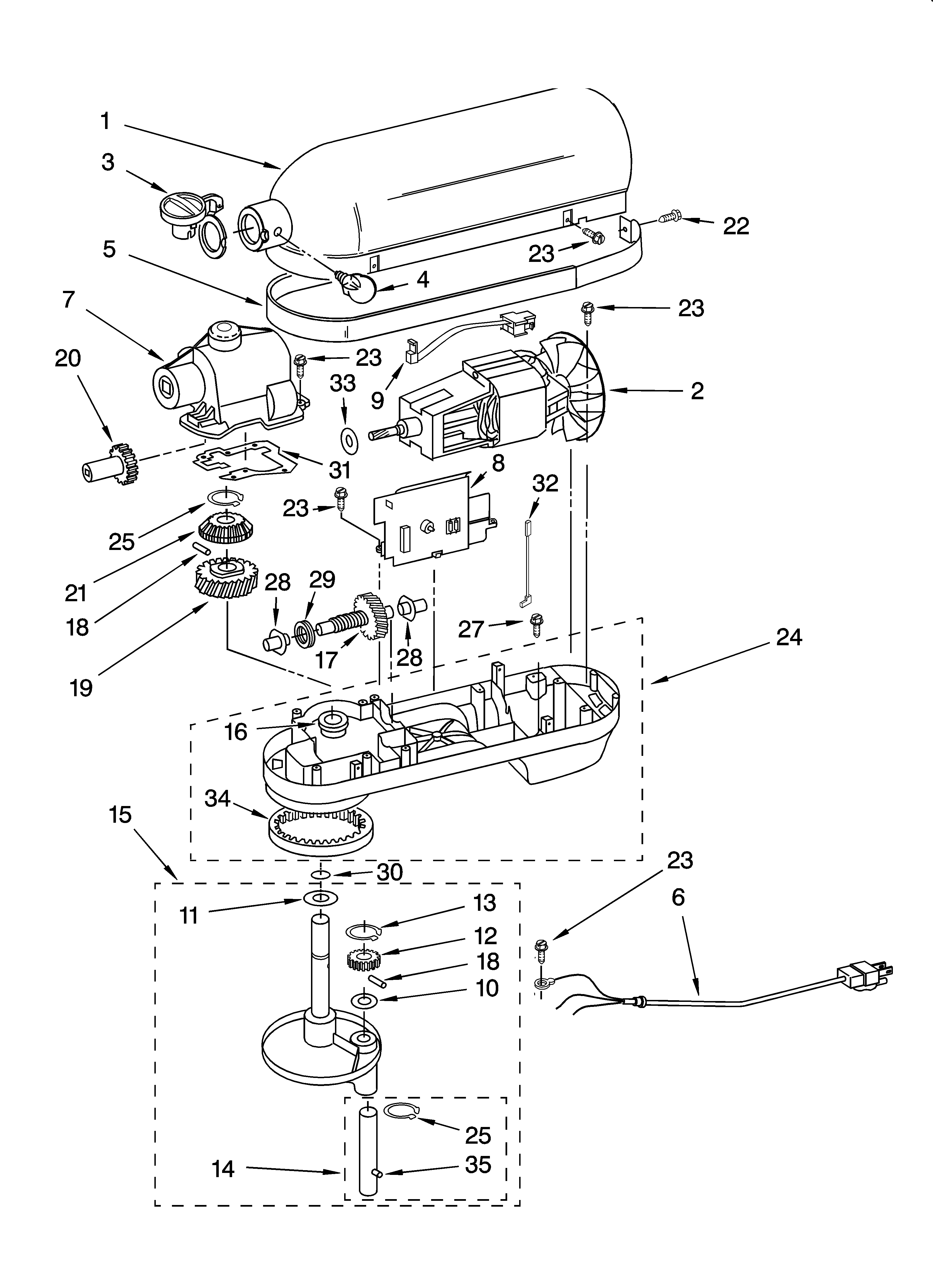 KitchenAid KP26M1XCM4 case, gearing and planetary unit diagram