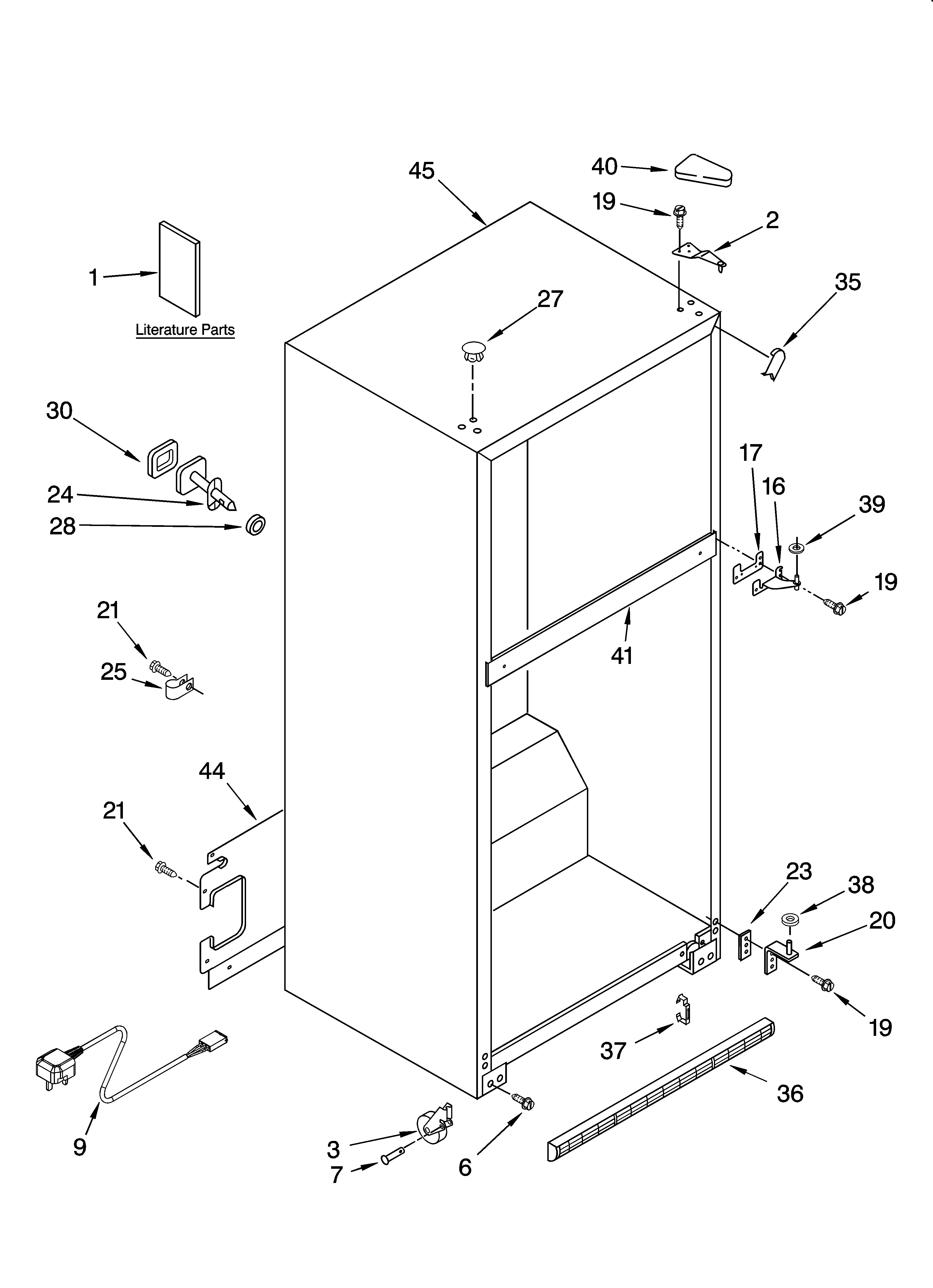 Whirlpool 5VET2WPKLQ04 cabinet parts diagram