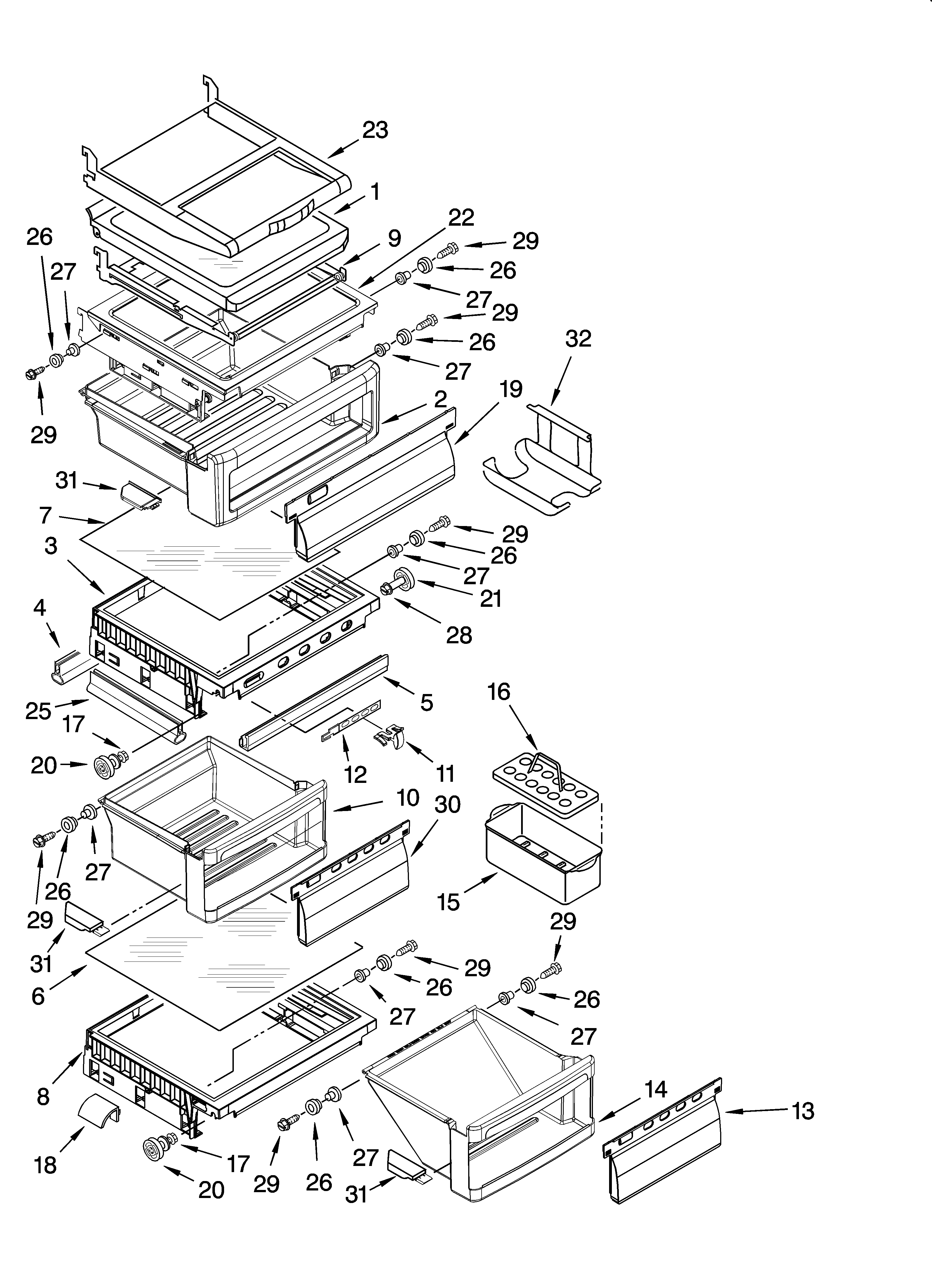 Whirlpool BRS70WRANA00 refrigerator shelf parts diagram