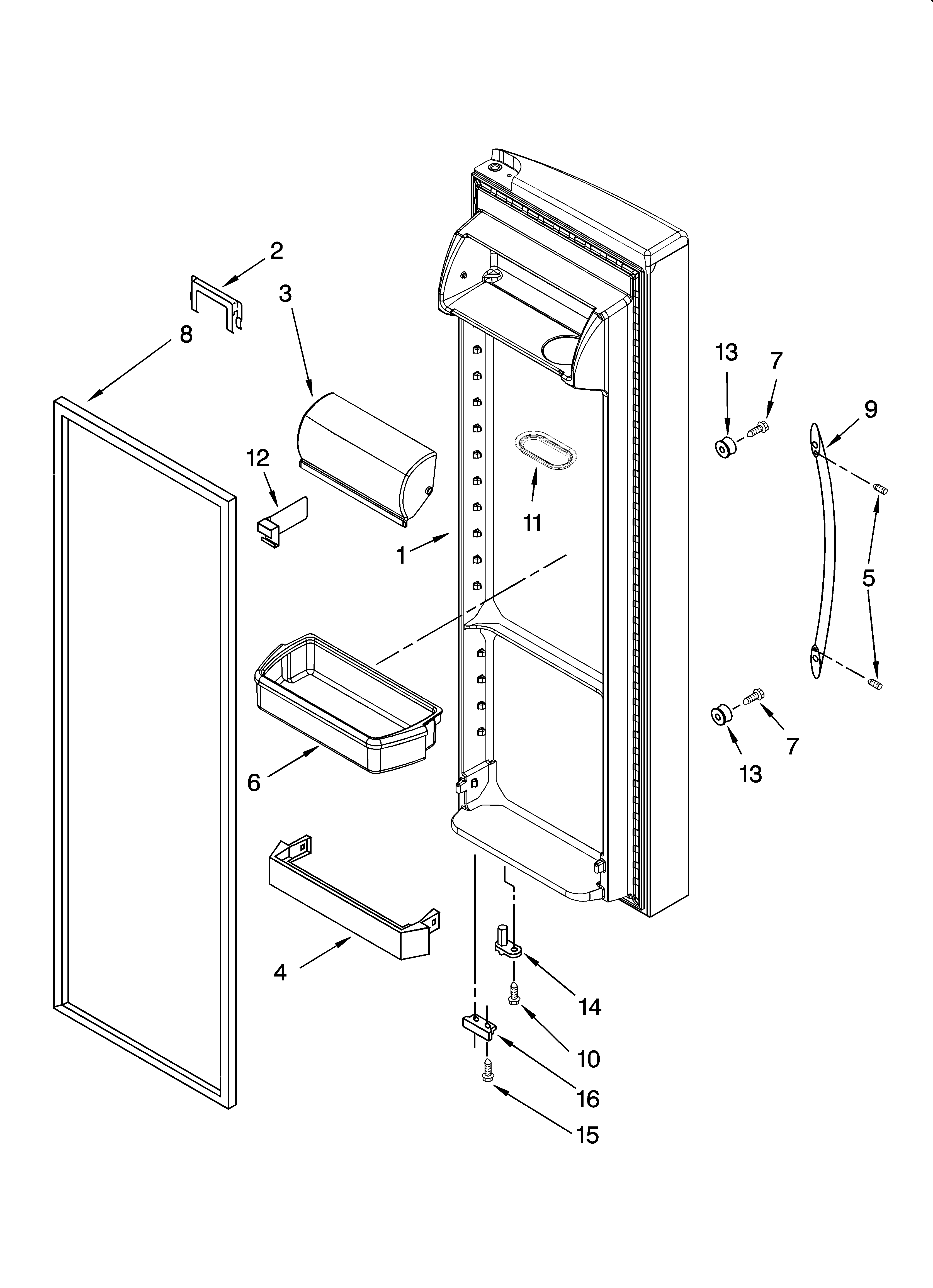 Whirlpool BRS70WRANA00 refrigerator door parts diagram