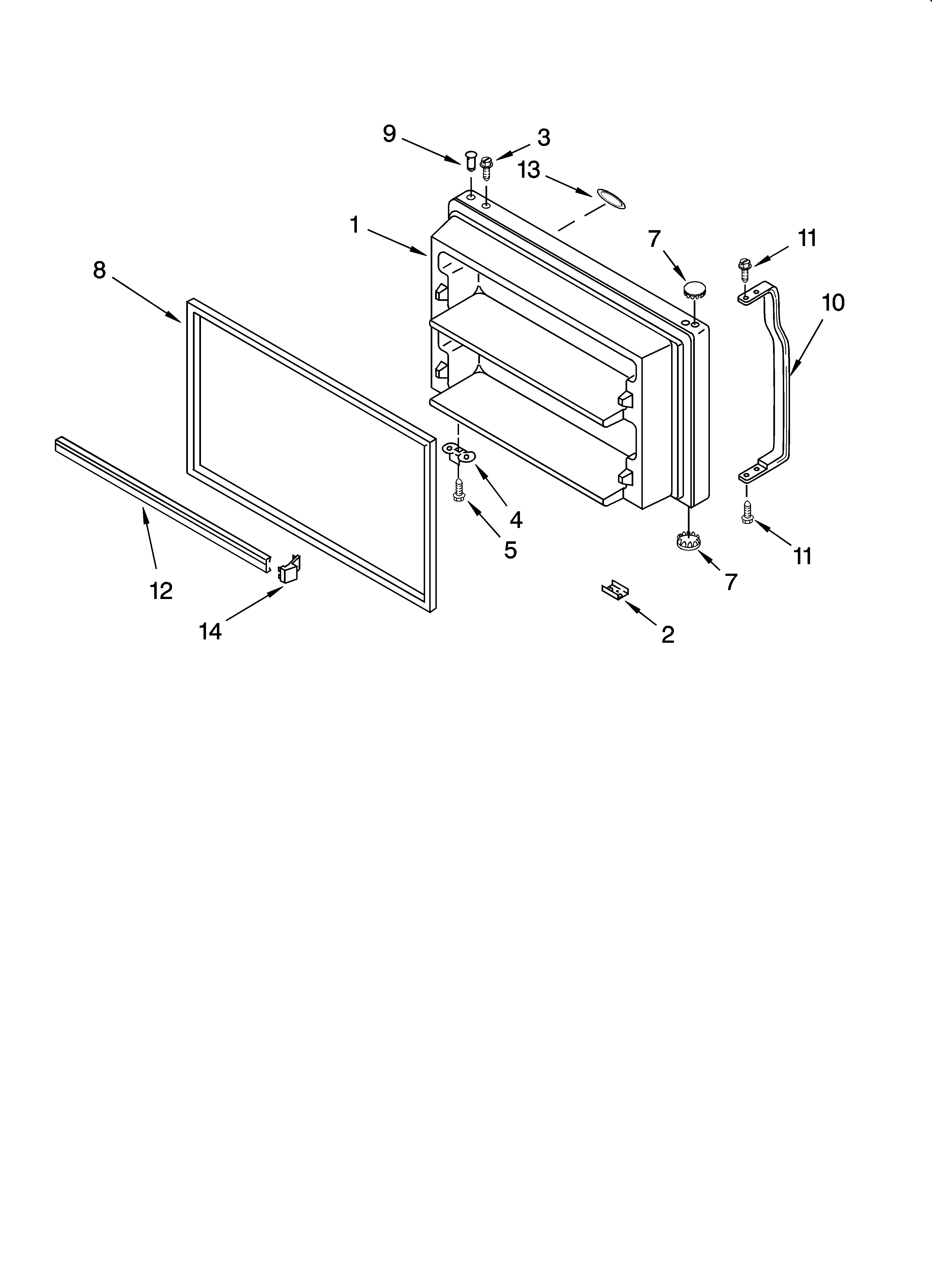 Crosley CT21GKXRQ02 freezer door parts diagram