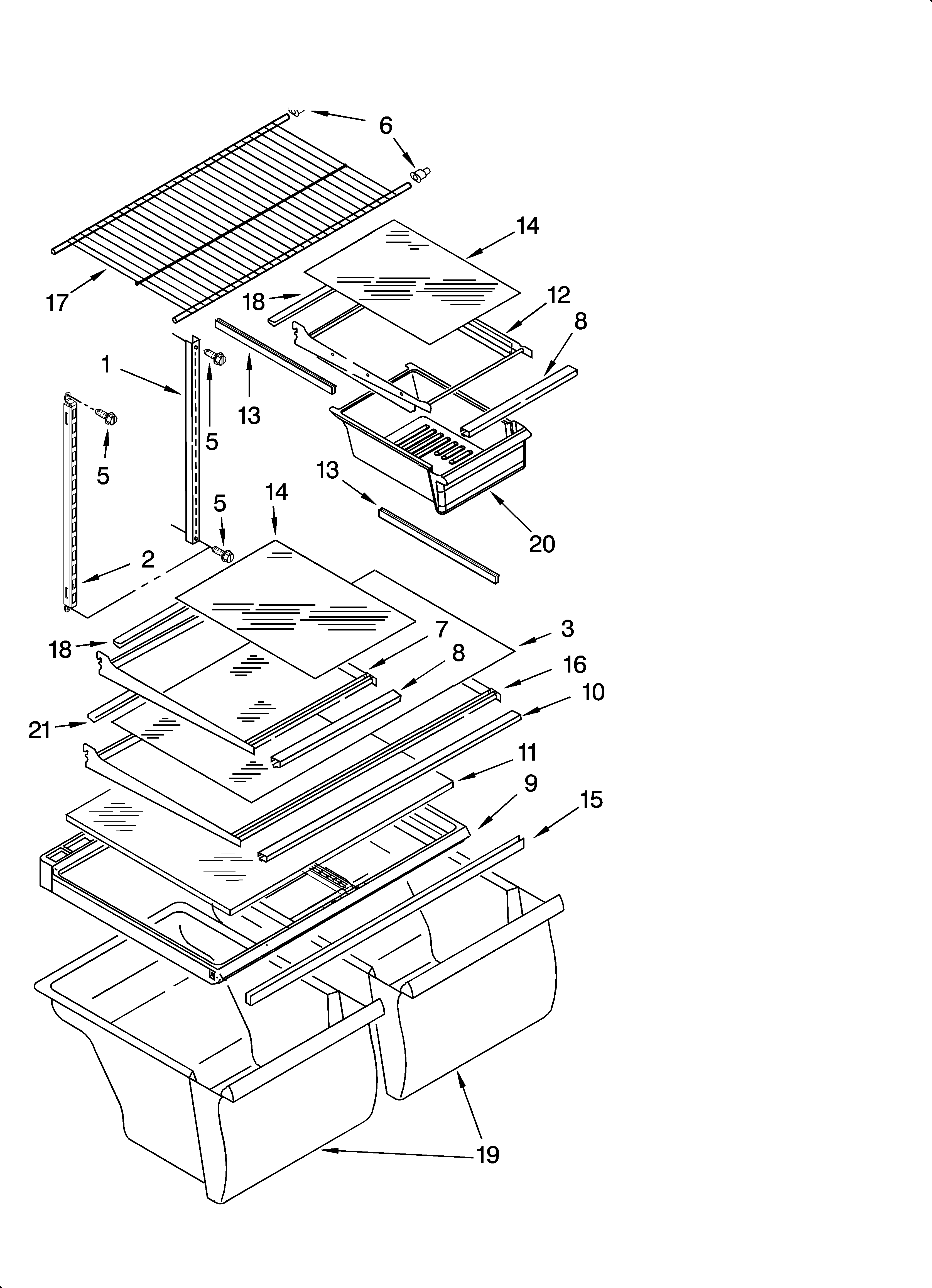 Crosley CT21GKXRQ02 shelf parts diagram