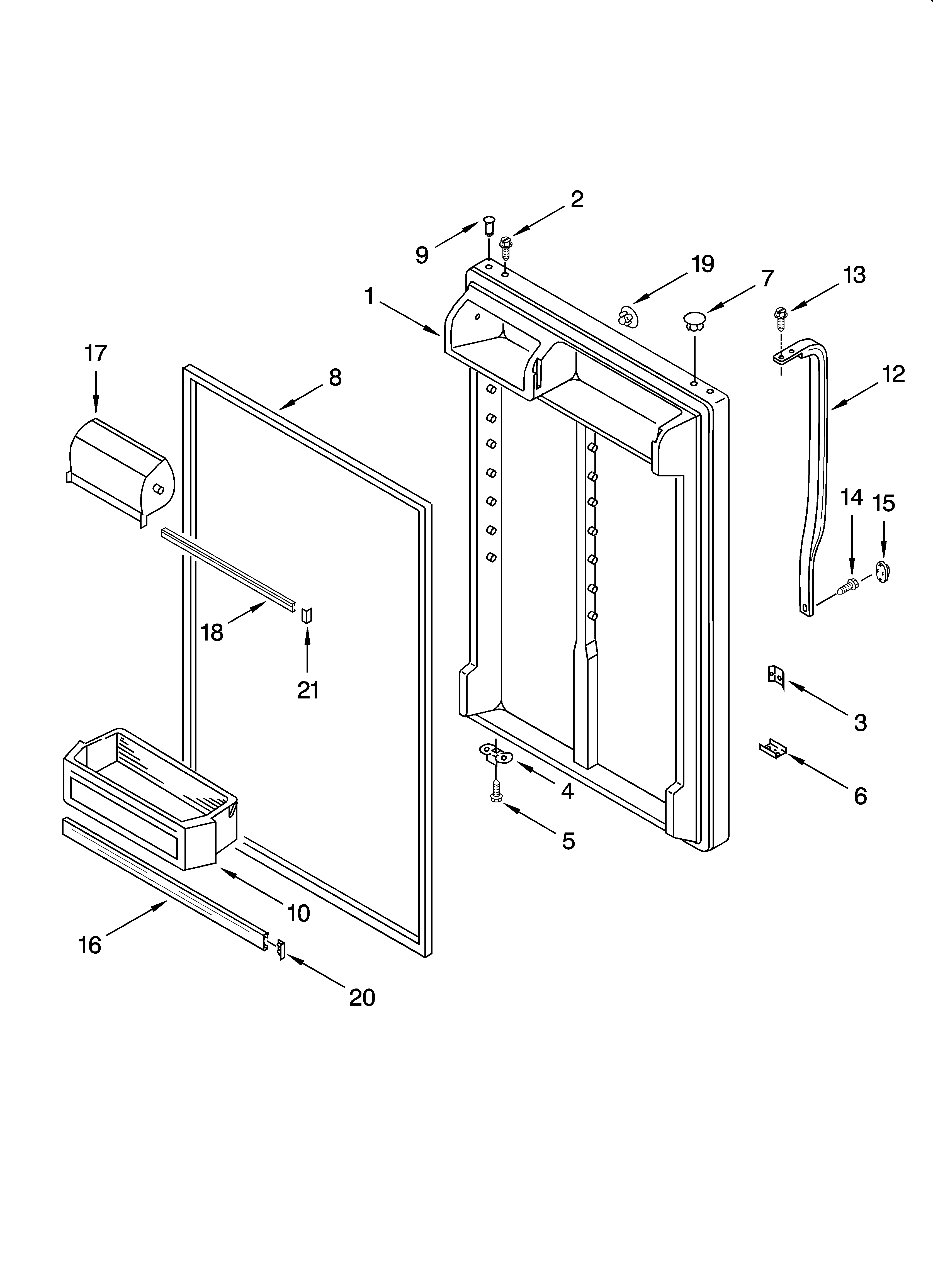 Crosley CT21GKXRQ02 refrigerator door parts diagram