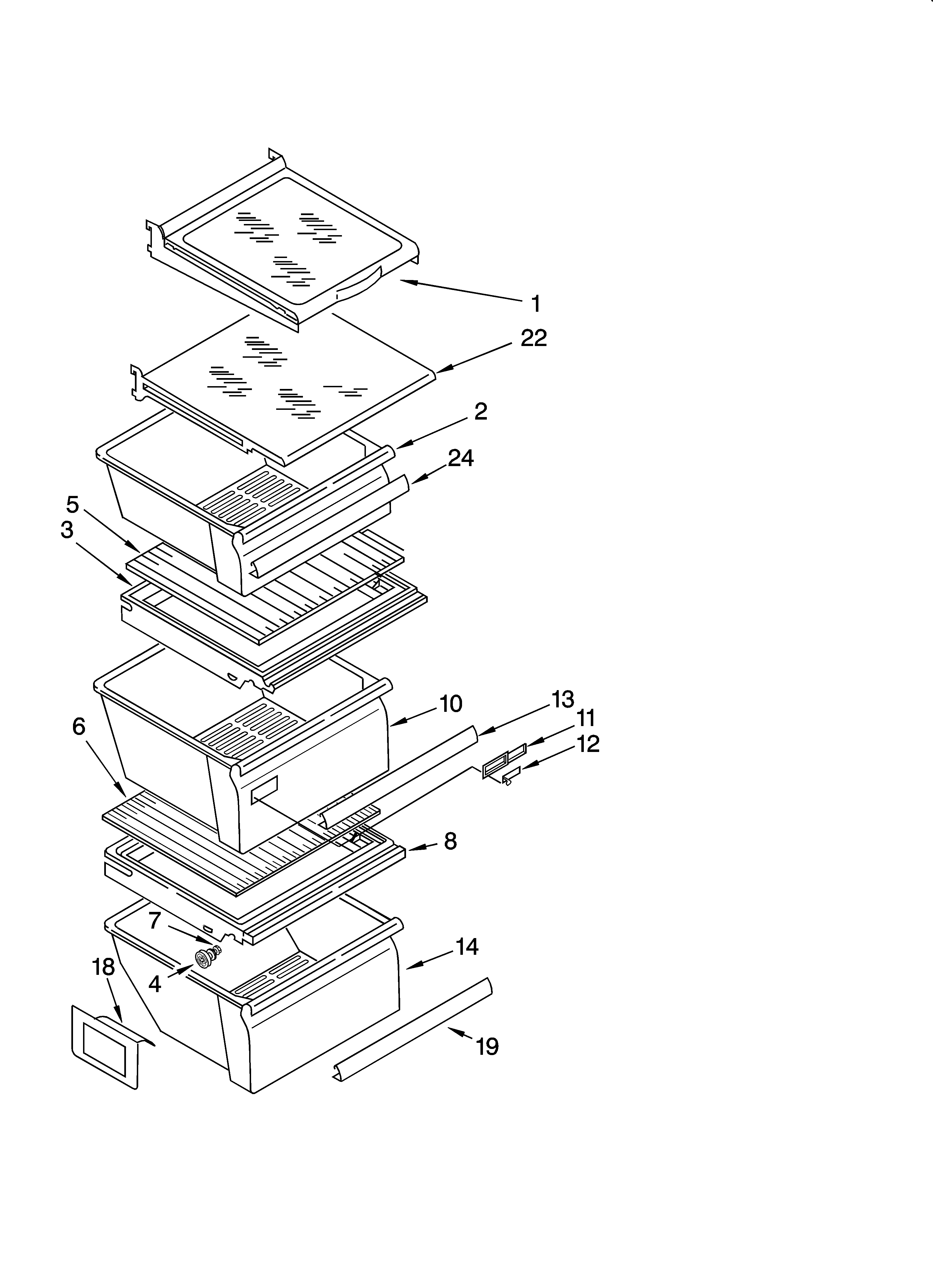 Whirlpool ED2FHAXSQ00 refrigerator shelf parts diagram