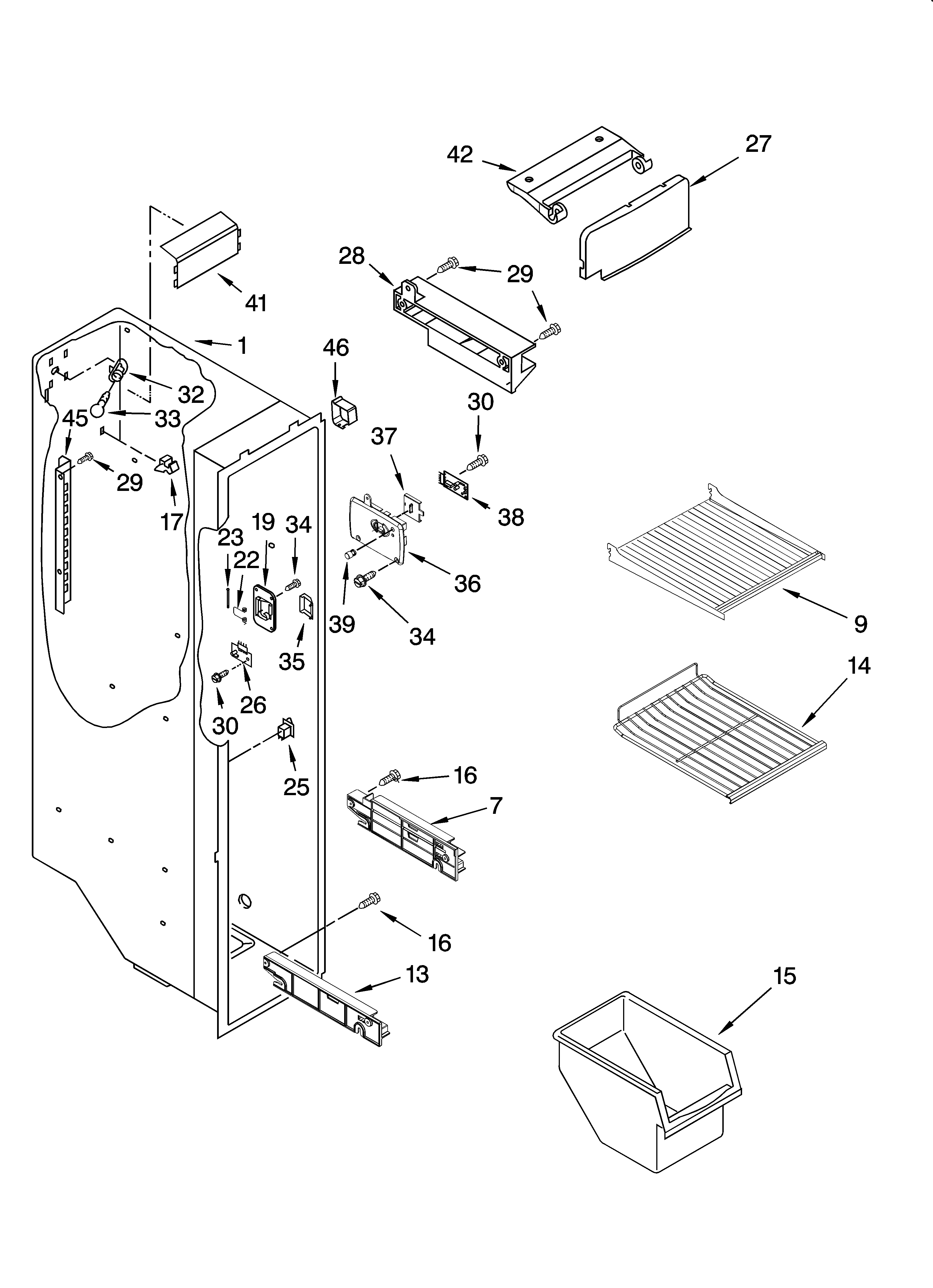 Whirlpool ED2FHAXSQ00 freezer liner parts diagram
