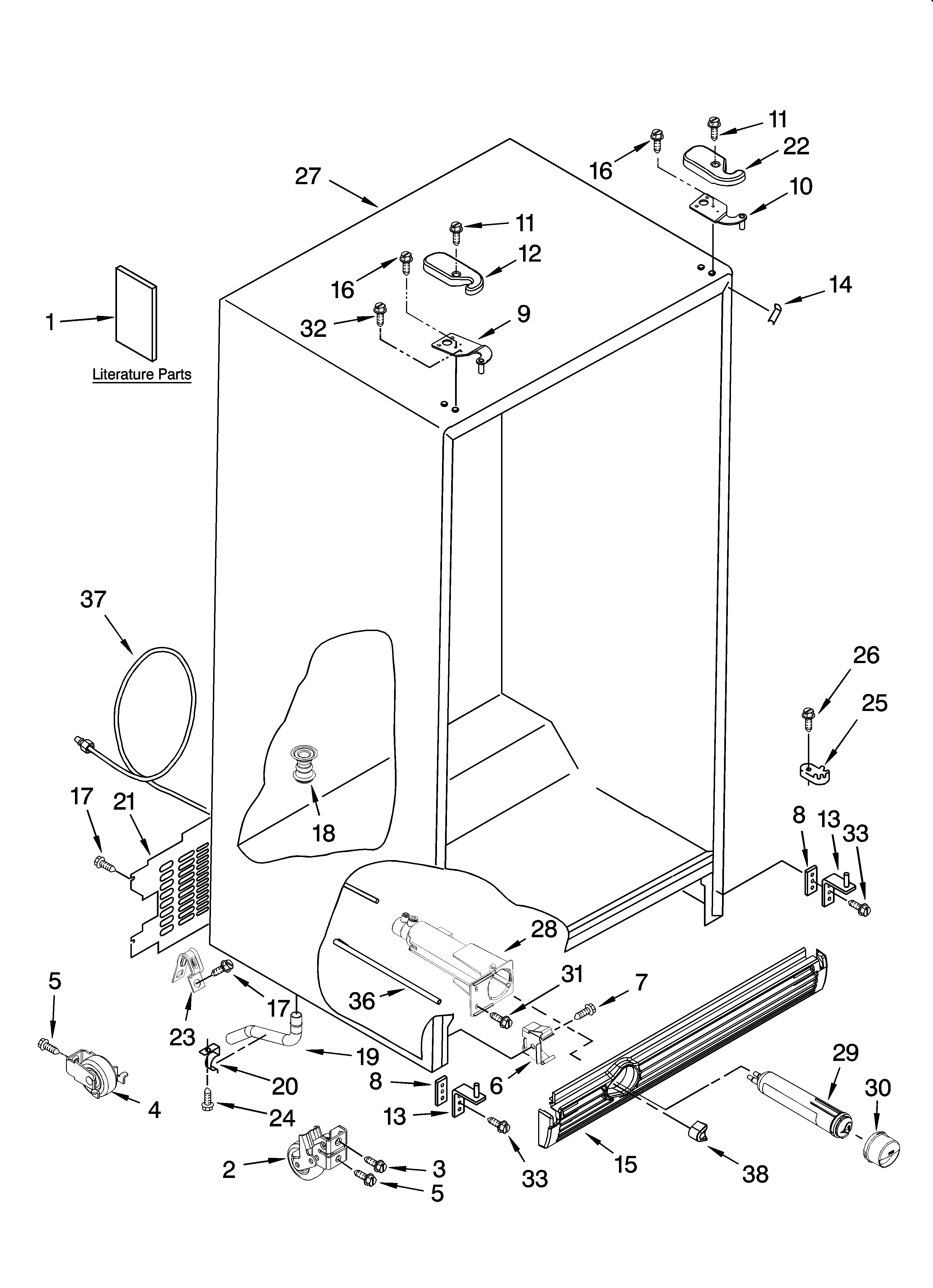 Whirlpool ED2FHEXSS00 cabinet parts diagram