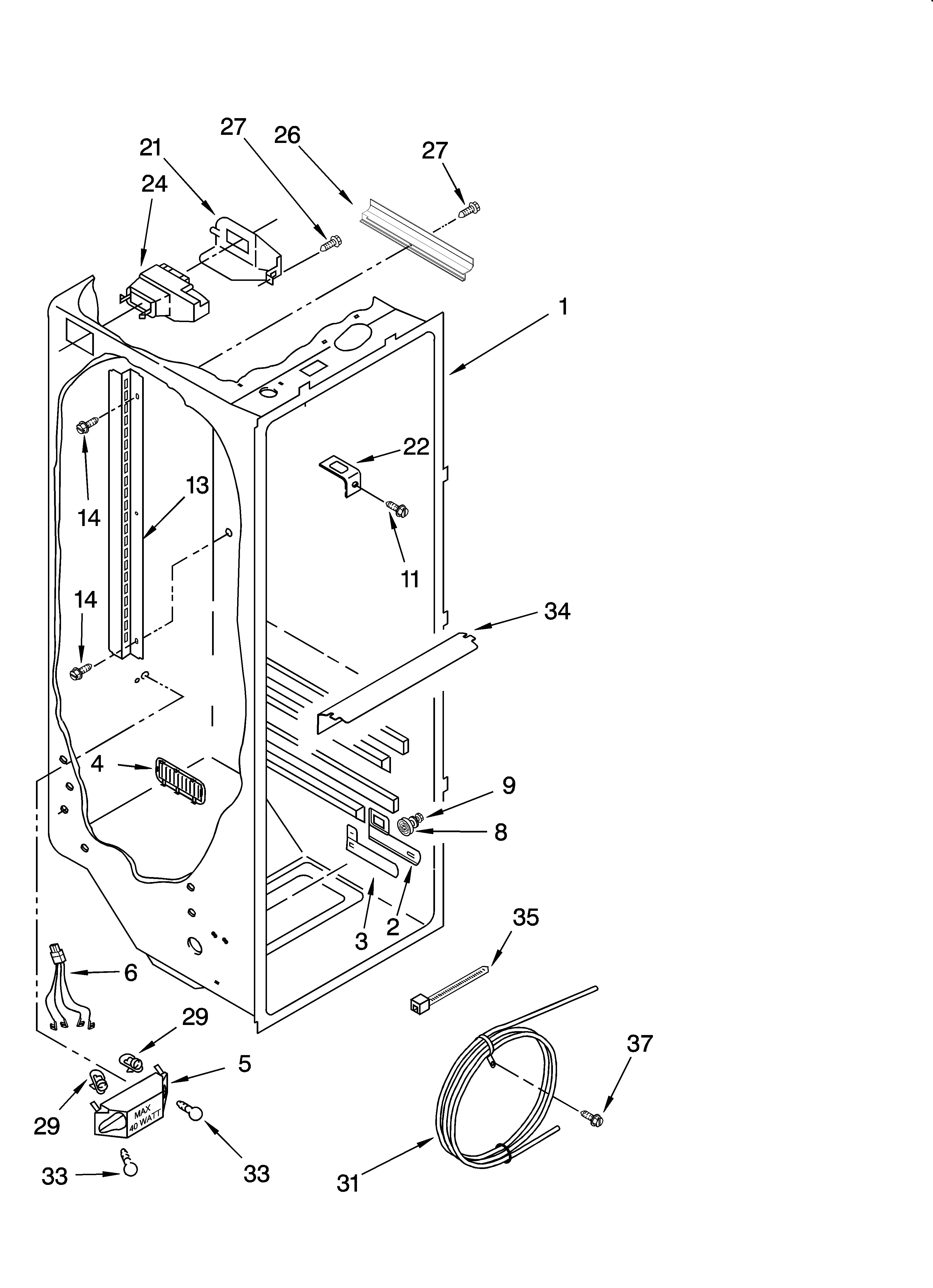Whirlpool ED2FHEXSS00 refrigerator liner parts diagram