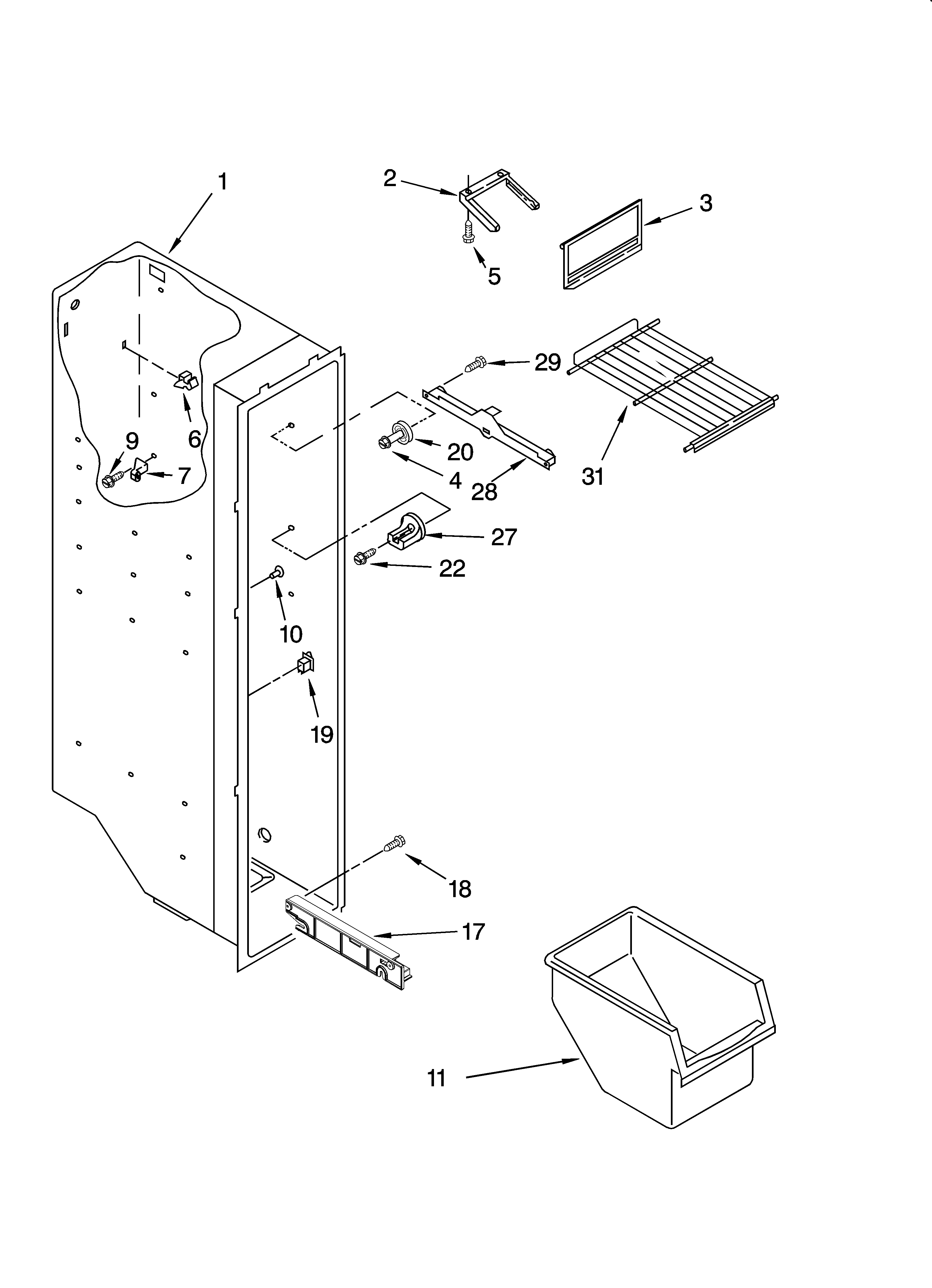 Whirlpool ED2FHEXSS00 freezer liner parts diagram