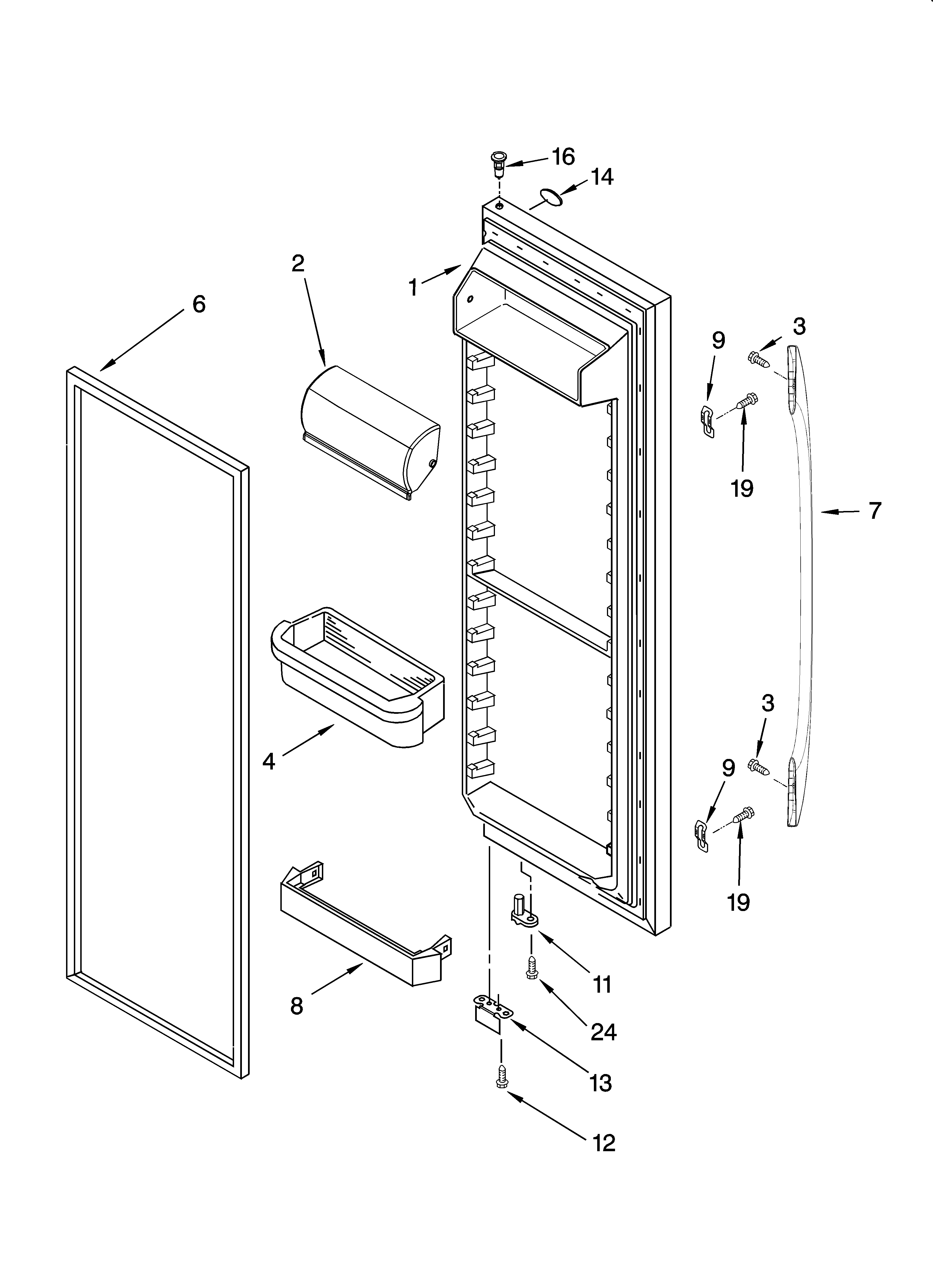 Whirlpool ED2FHEXSS00 refrigerator door parts diagram